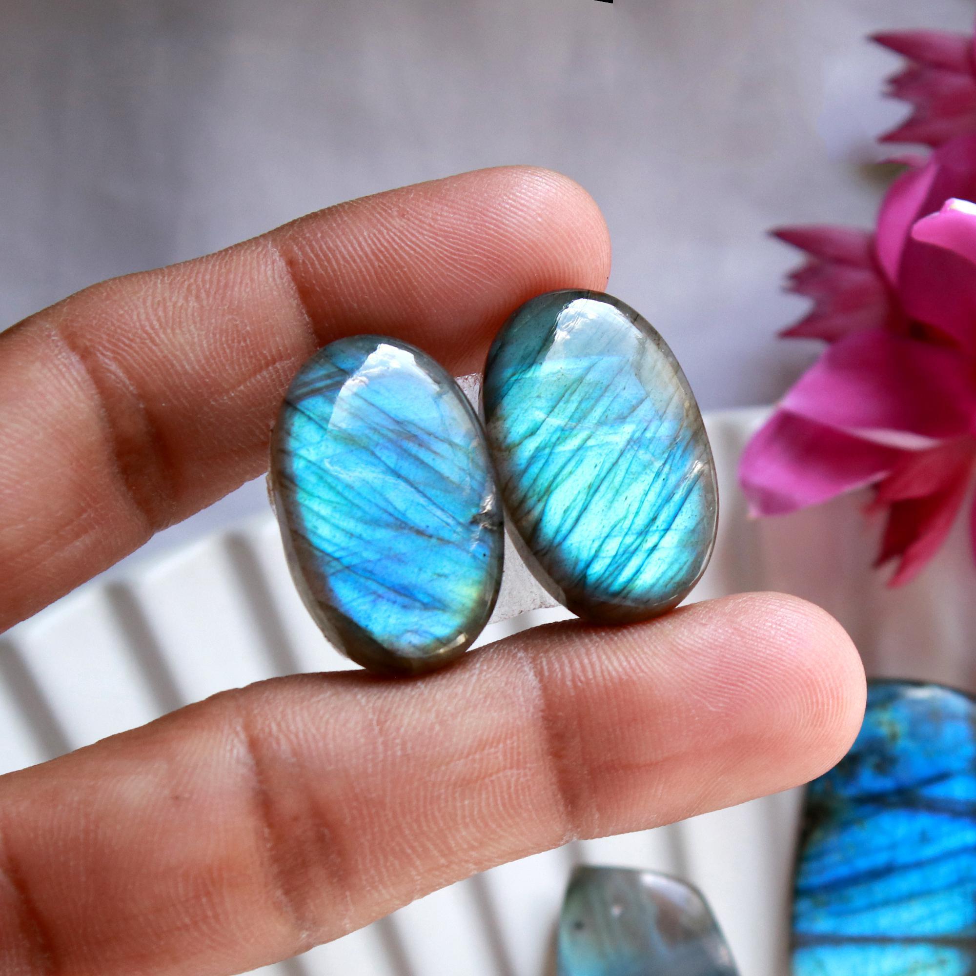 5 Pairs 193 Cts Natural Labradorite Cabochon Pairs Mixed Shapes Gemstone Lot For Silver Earrings Handmade Craft Supplies31x14 24x14mm 15857