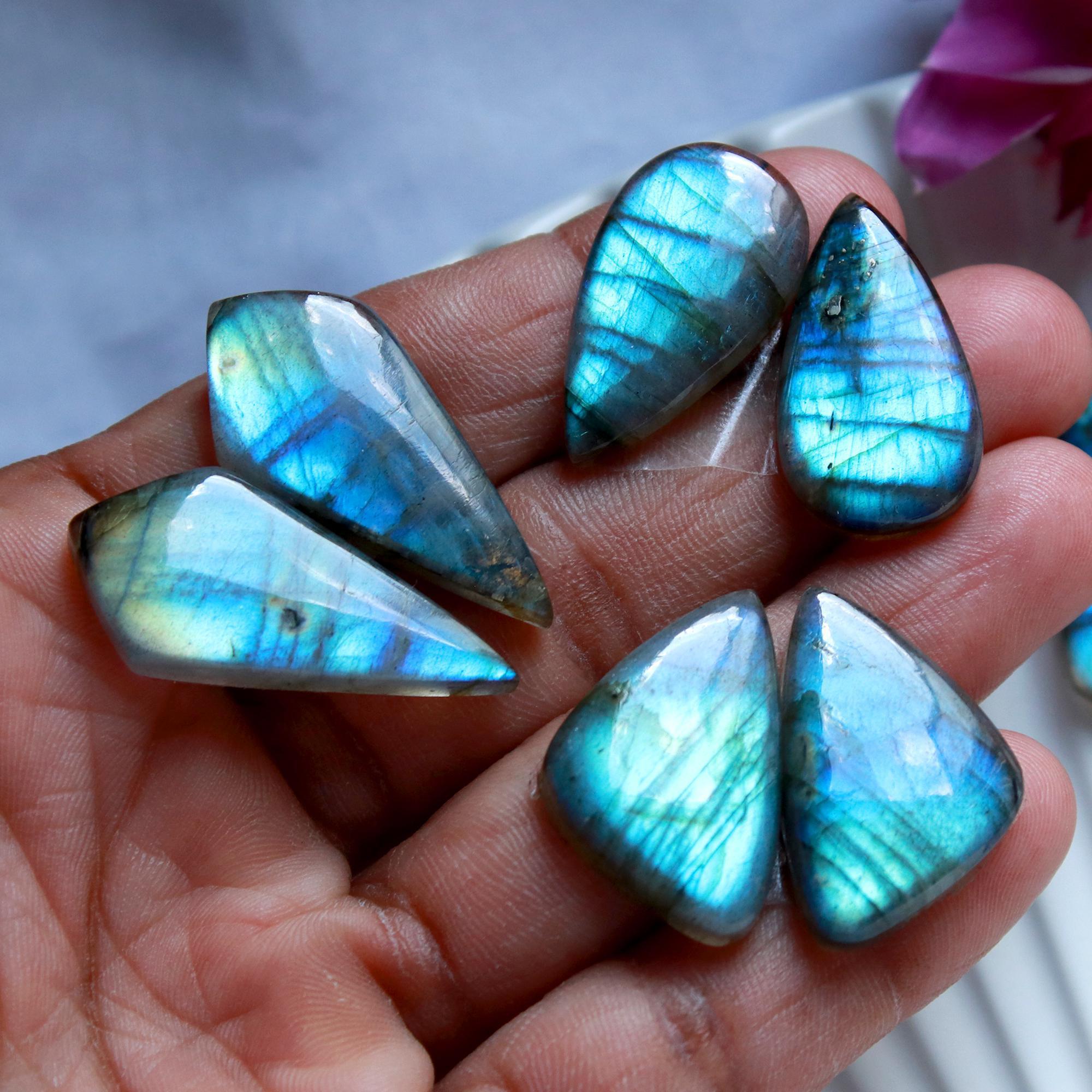 5 Pairs 193 Cts Natural Labradorite Cabochon Pairs Mixed Shapes Gemstone Lot For Silver Earrings Handmade Craft Supplies31x14 24x14mm 15857