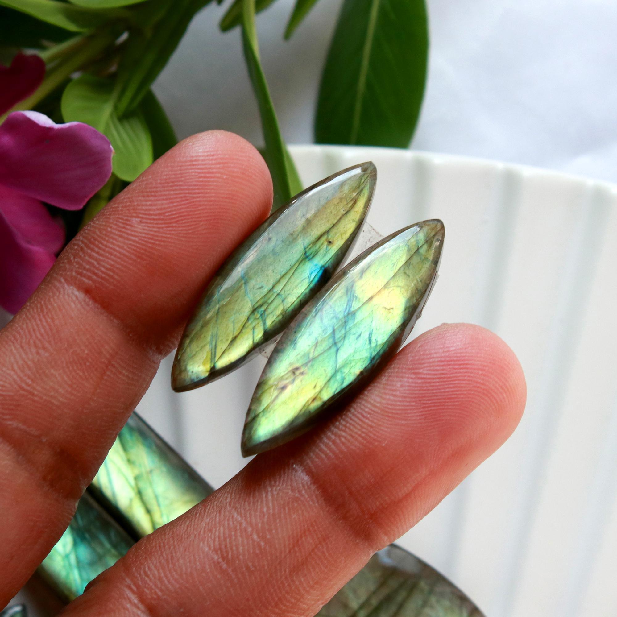 6 Pairs 193 Cts Natural Labradorite Cabochon Pairs Mixed Shapes Gemstone Lot For Silver Earrings Handmade Craft Supplies33x10 24x12mm 15859