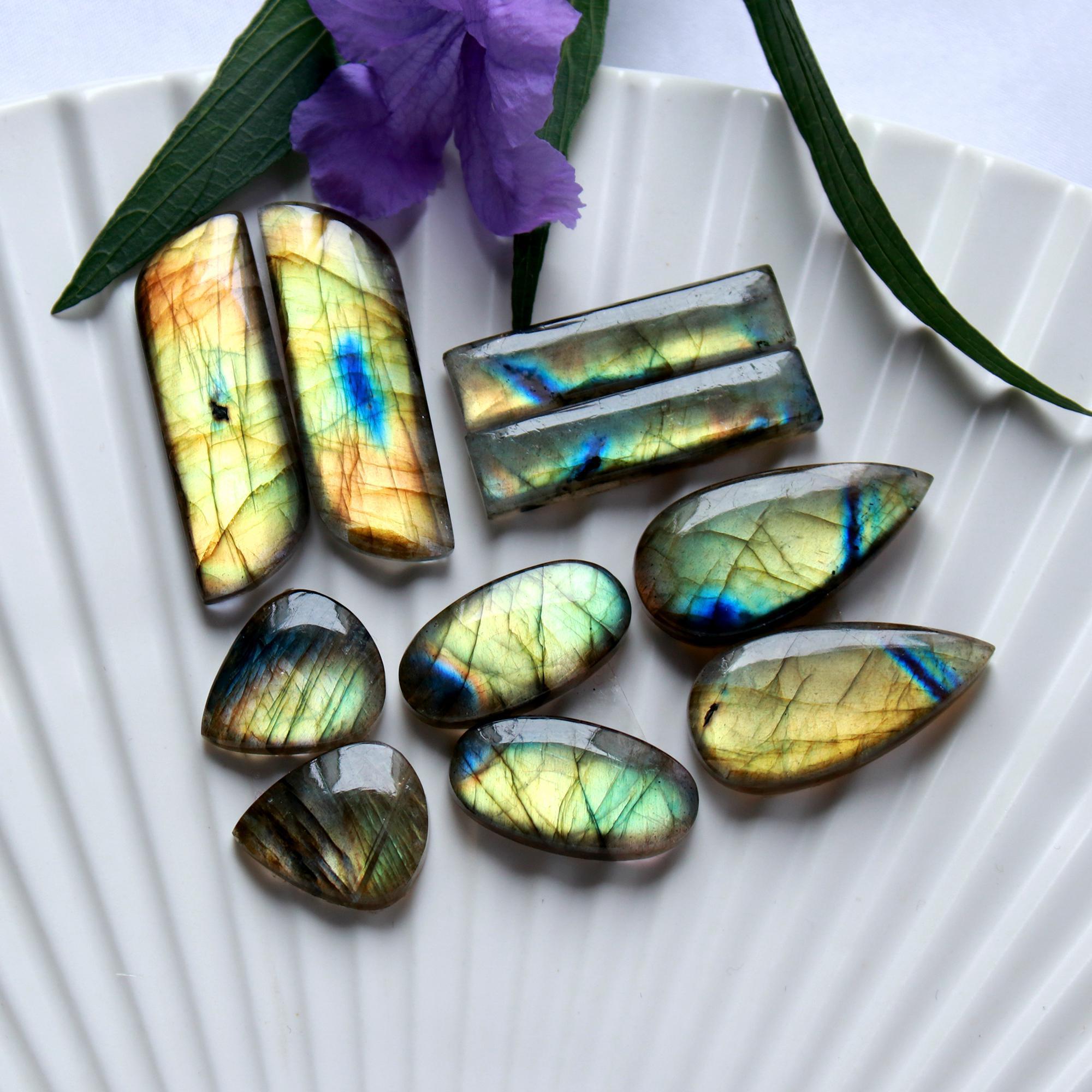 5 Pairs 143 Cts Natural Labradorite Cabochon Pairs Mixed Shapes Gemstone Lot For Silver Earrings Handmade Craft Supplies35x10 16x14mm 15861