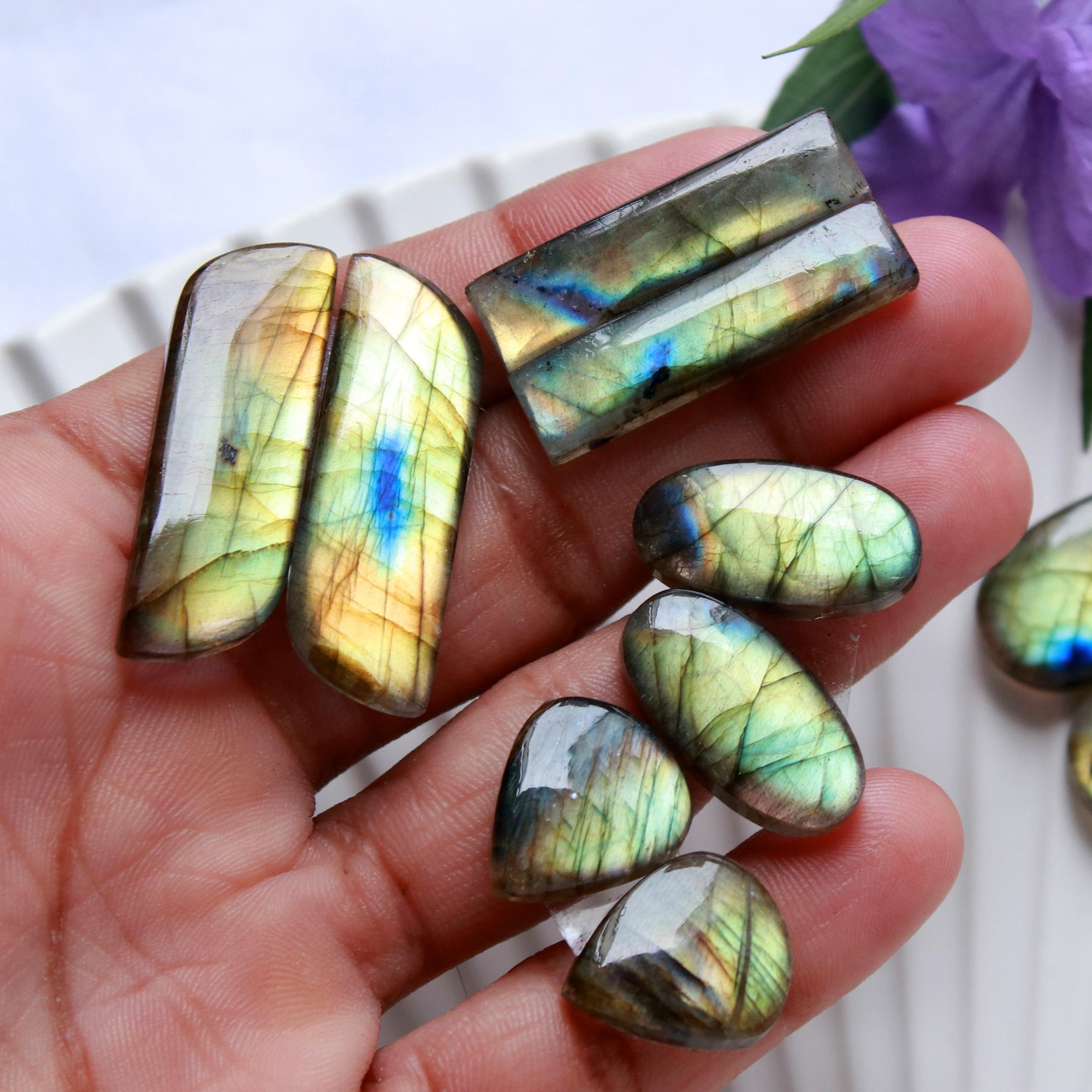 5 Pairs 143 Cts Natural Labradorite Cabochon Pairs Mixed Shapes Gemstone Lot For Silver Earrings Handmade Craft Supplies35x10 16x14mm 15861