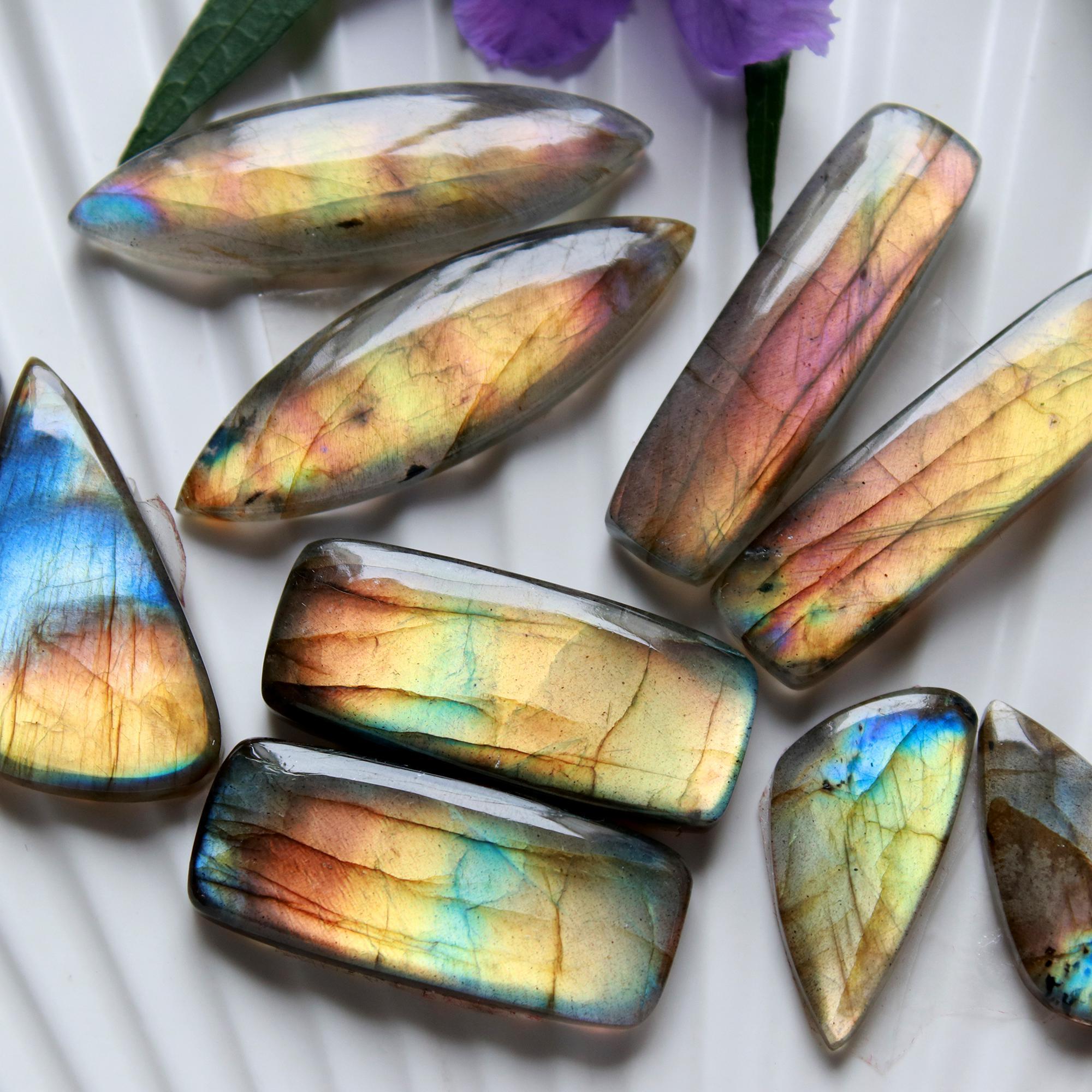 5 Pairs 200 Cts Natural Labradorite Cabochon Pairs Mixed Shapes Gemstone Lot For Silver Earrings Handmade Craft Supplies40x10 24x10mm 15862