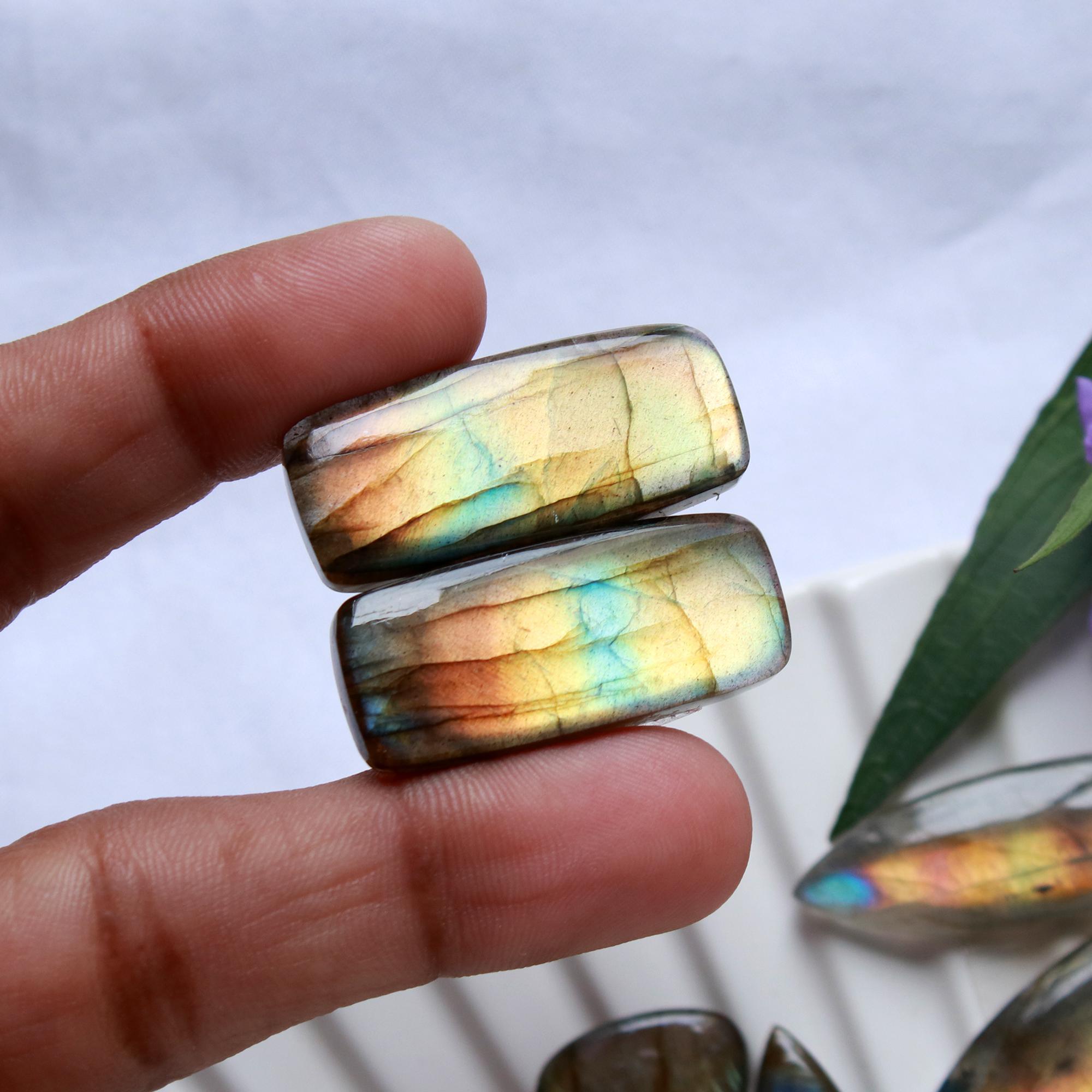 5 Pairs 200 Cts Natural Labradorite Cabochon Pairs Mixed Shapes Gemstone Lot For Silver Earrings Handmade Craft Supplies40x10 24x10mm 15862