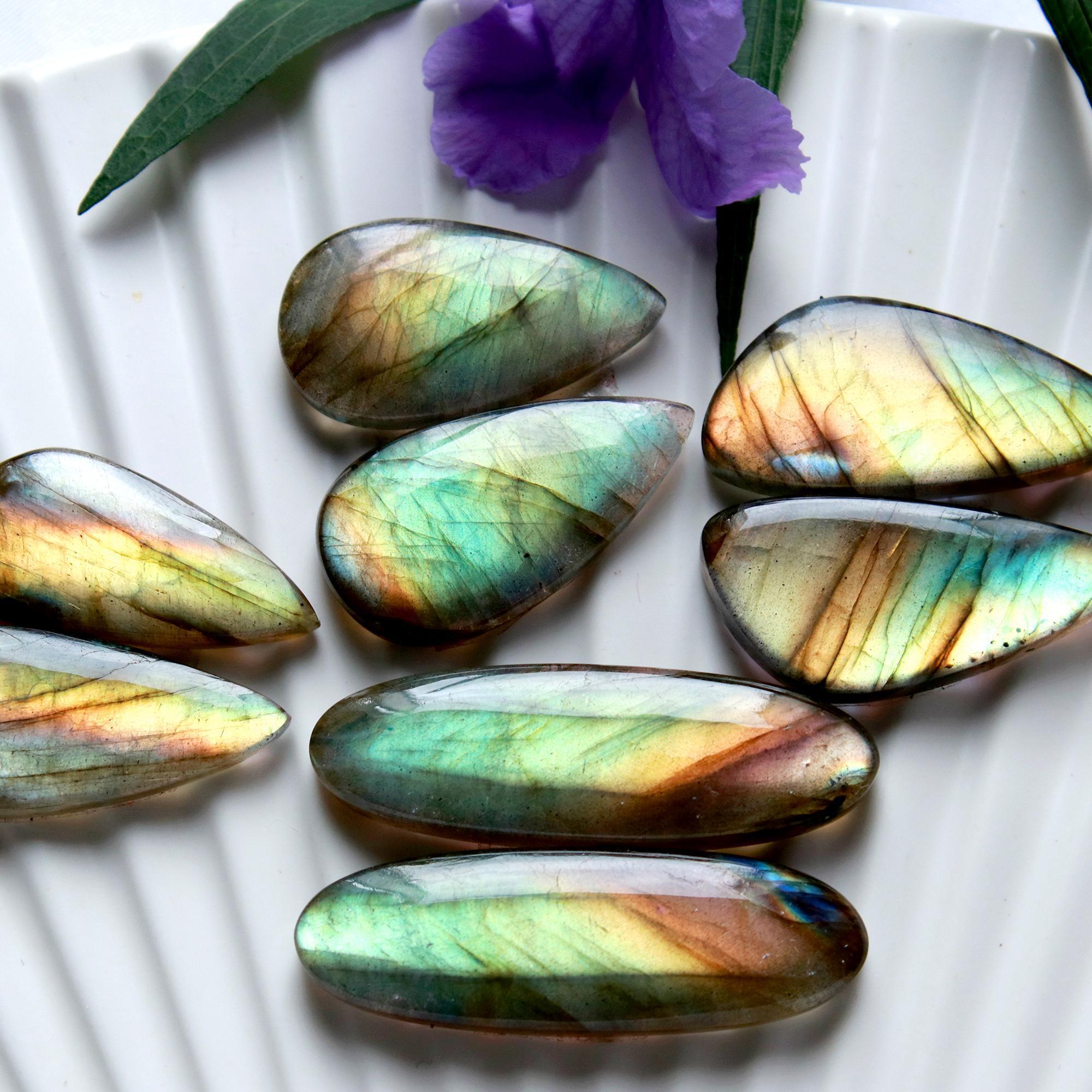 4 Pairs 149 Cts Natural Labradorite Cabochon Pairs Mixed Shapes Gemstone Lot For Silver Earrings Handmade Craft Supplies40x11 26x11mm 15863