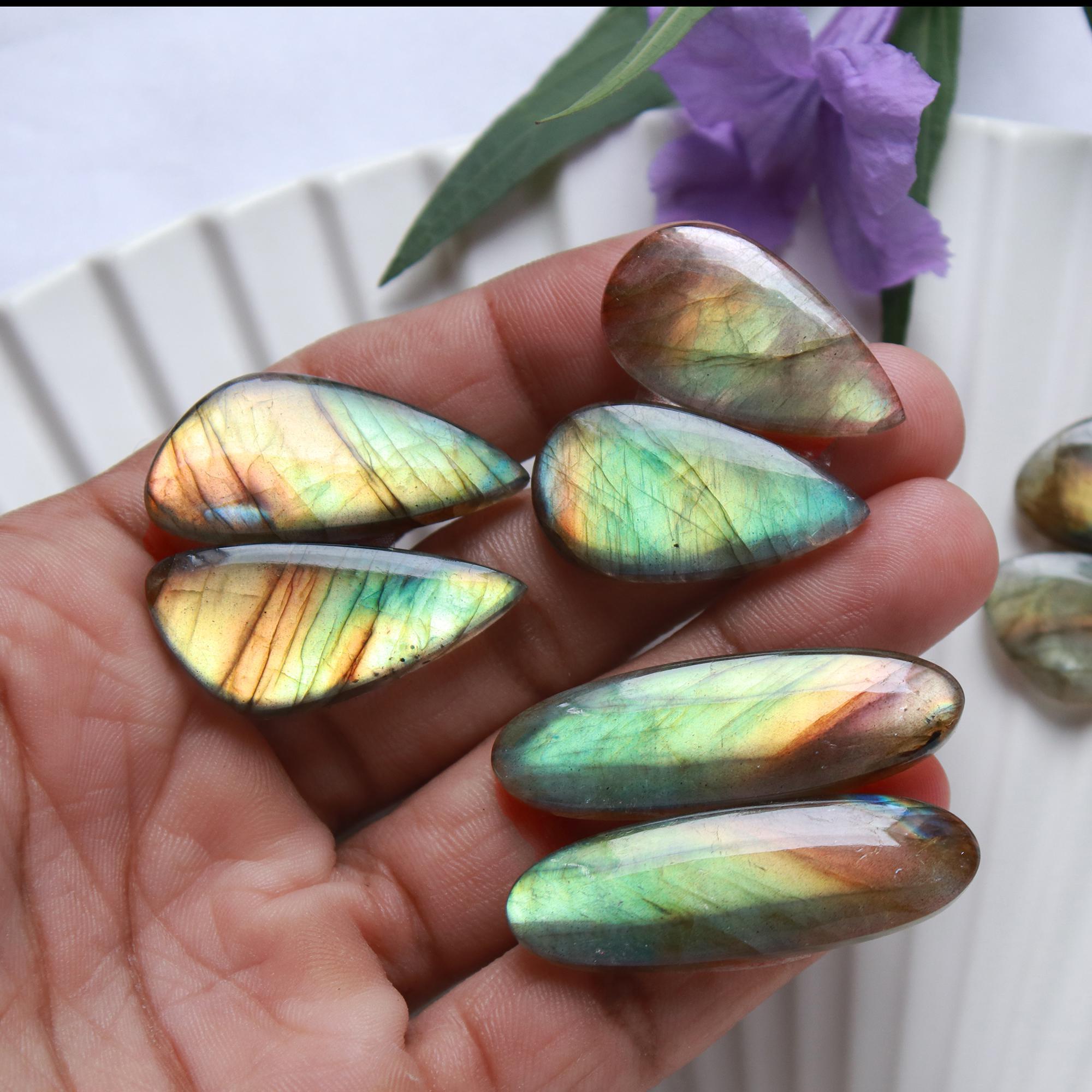 4 Pairs 149 Cts Natural Labradorite Cabochon Pairs Mixed Shapes Gemstone Lot For Silver Earrings Handmade Craft Supplies40x11 26x11mm 15863