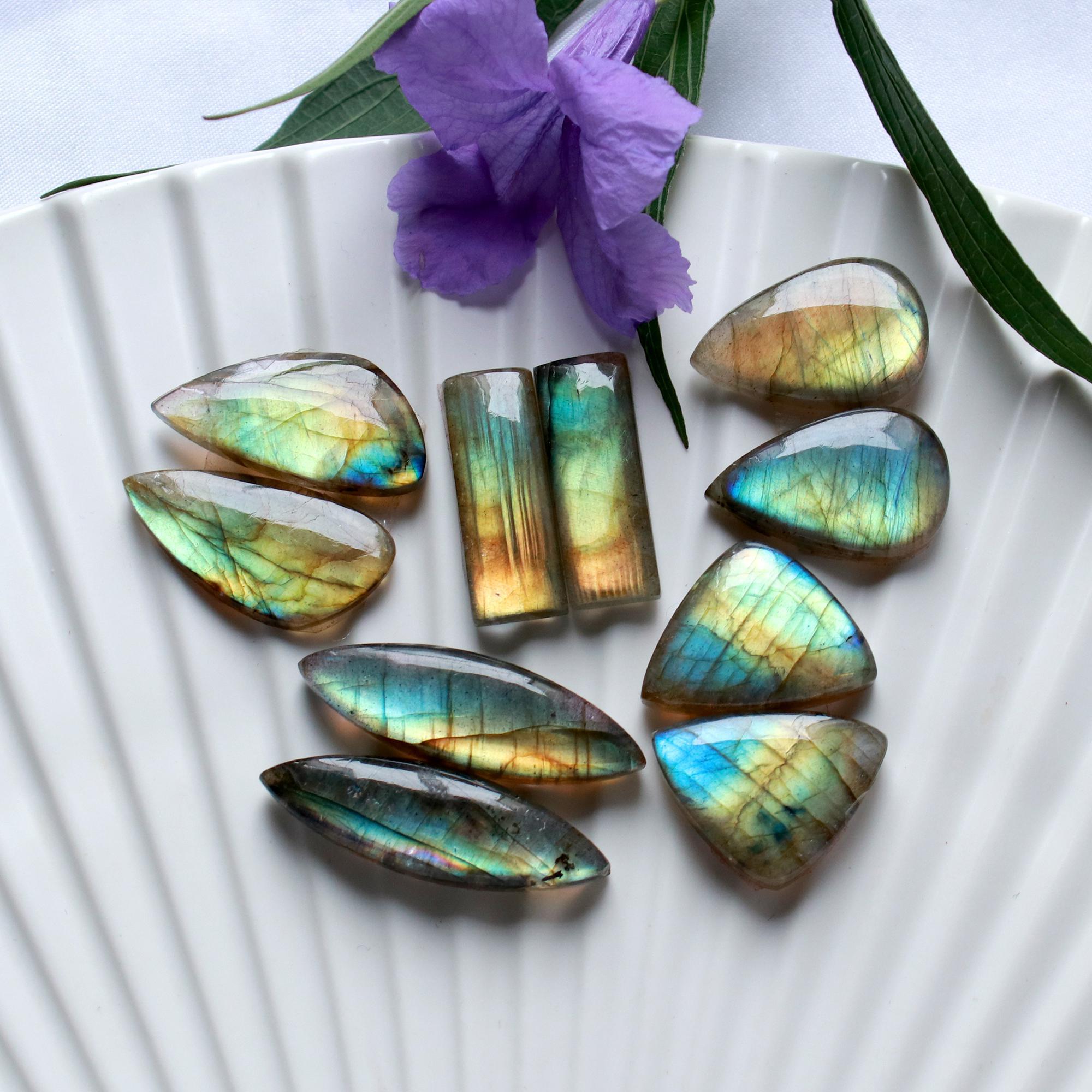 5 Pairs 120 Cts Natural Labradorite Cabochon Pairs Mixed Shapes Gemstone Lot For Silver Earrings Handmade Craft Supplies30x10 20x14mm 15865