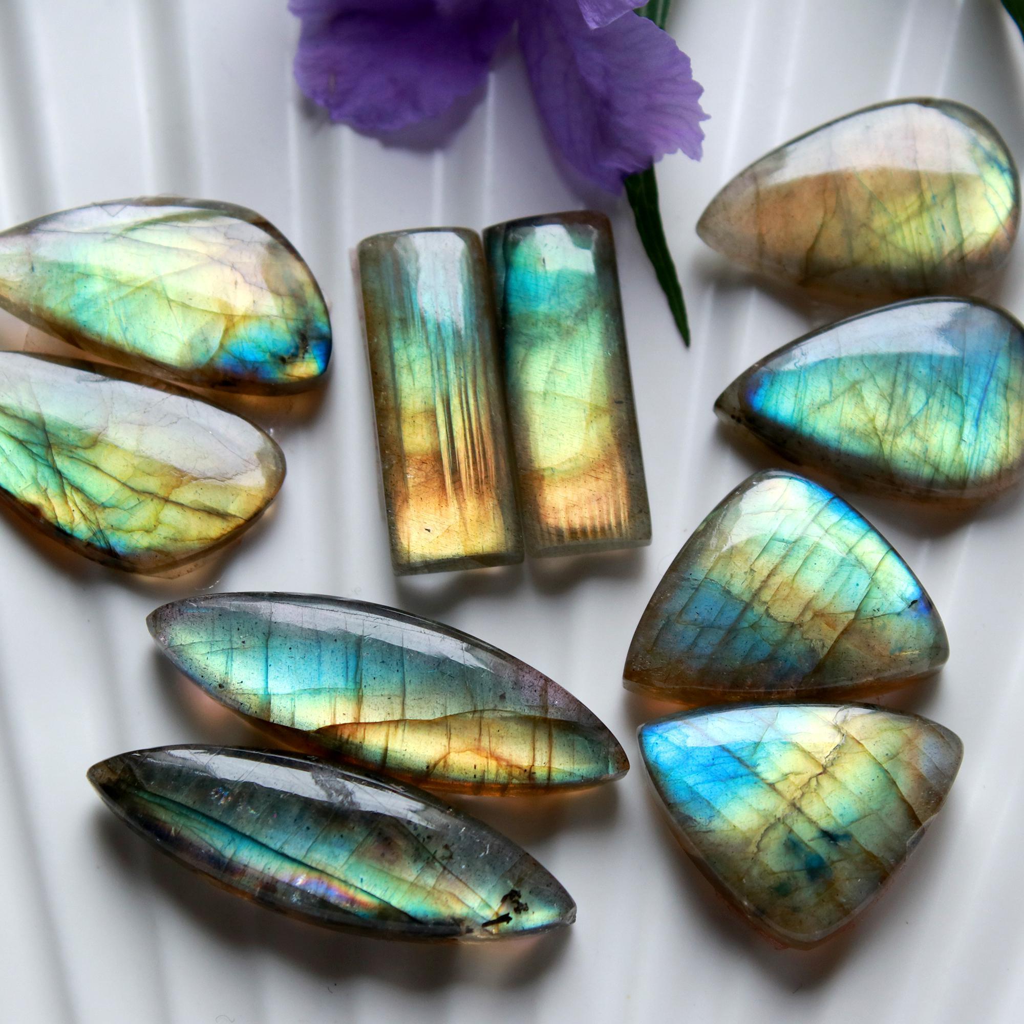 5 Pairs 120 Cts Natural Labradorite Cabochon Pairs Mixed Shapes Gemstone Lot For Silver Earrings Handmade Craft Supplies30x10 20x14mm 15865