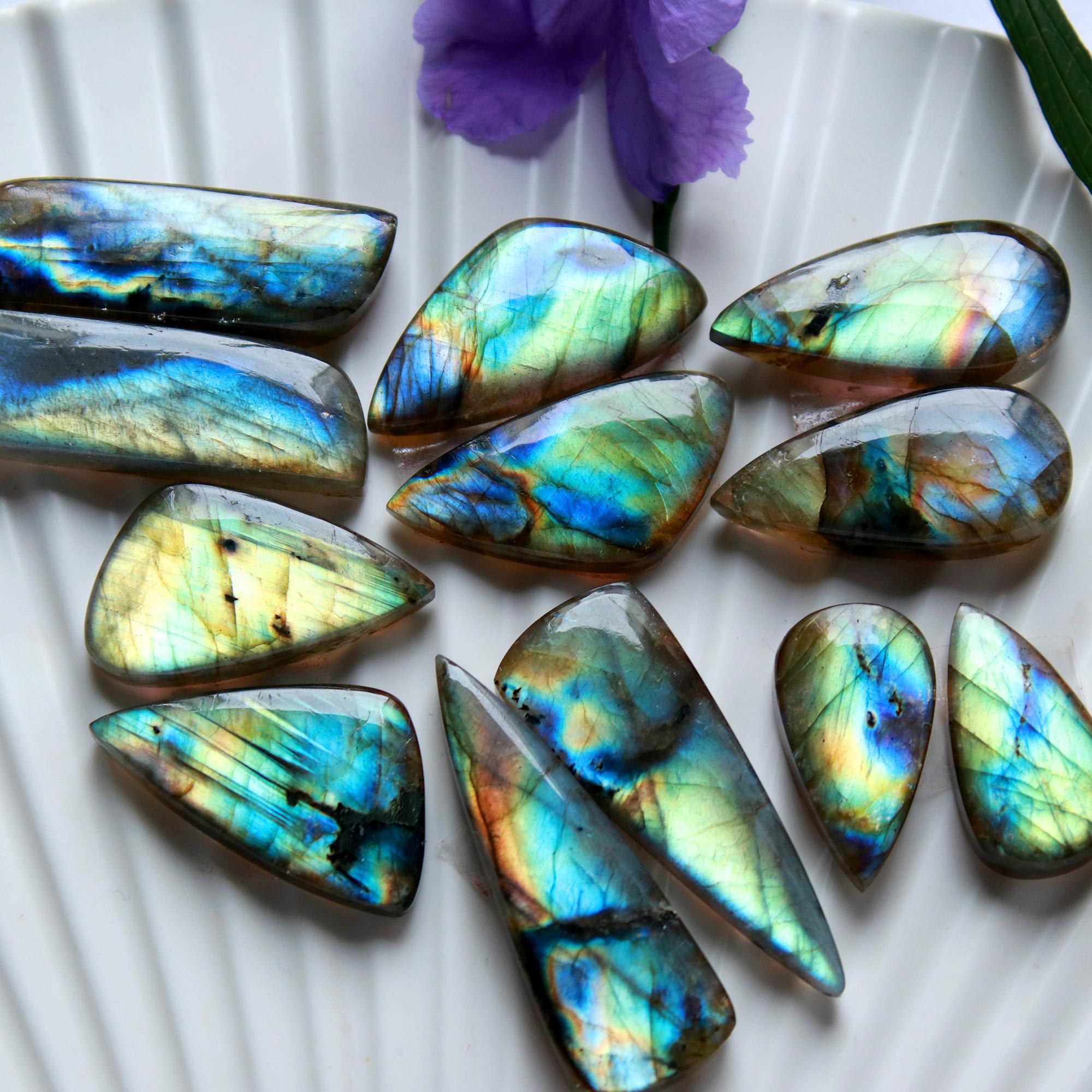 6 Pairs 200 Cts Natural Labradorite Cabochon Pairs Mixed Shapes Gemstone Lot For Silver Earrings Handmade Craft Supplies35x11 20x10mm 15866