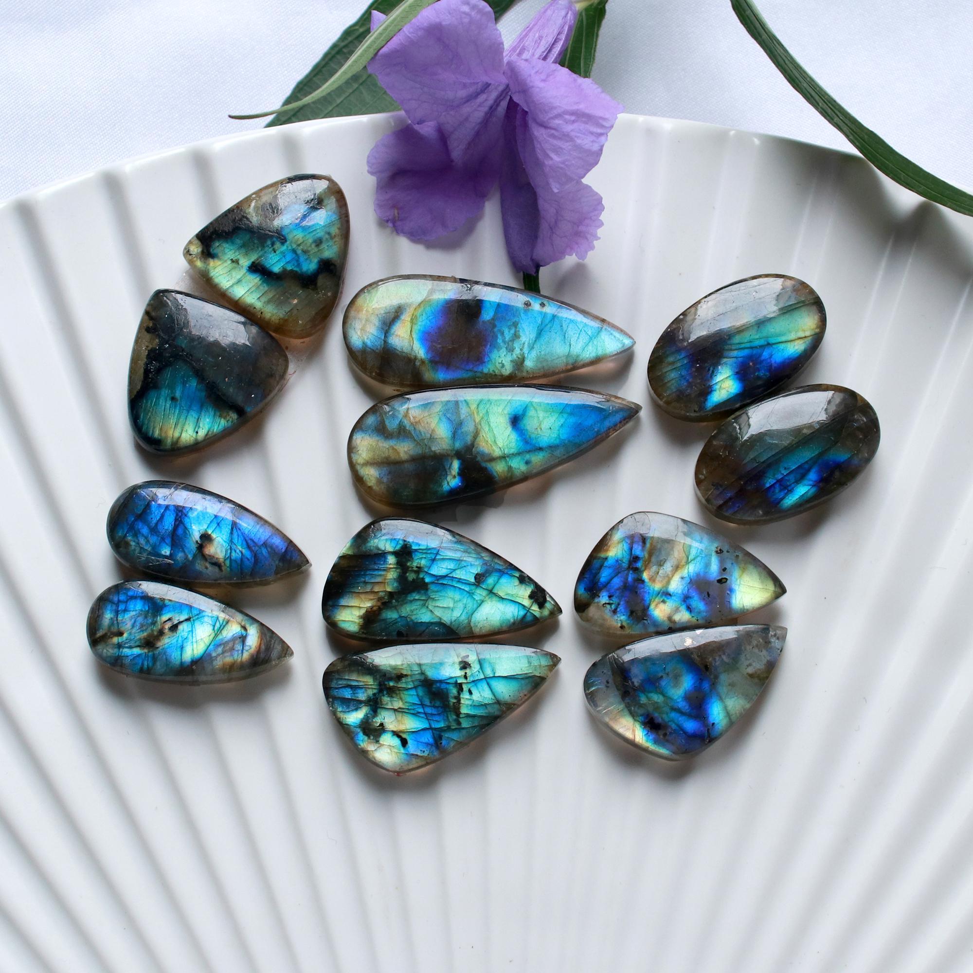 6 Pairs 163 Cts Natural Labradorite Cabochon Pairs Mixed Shapes Gemstone Lot For Silver Earrings Handmade Craft Supplies32x12 21x9mm 15867