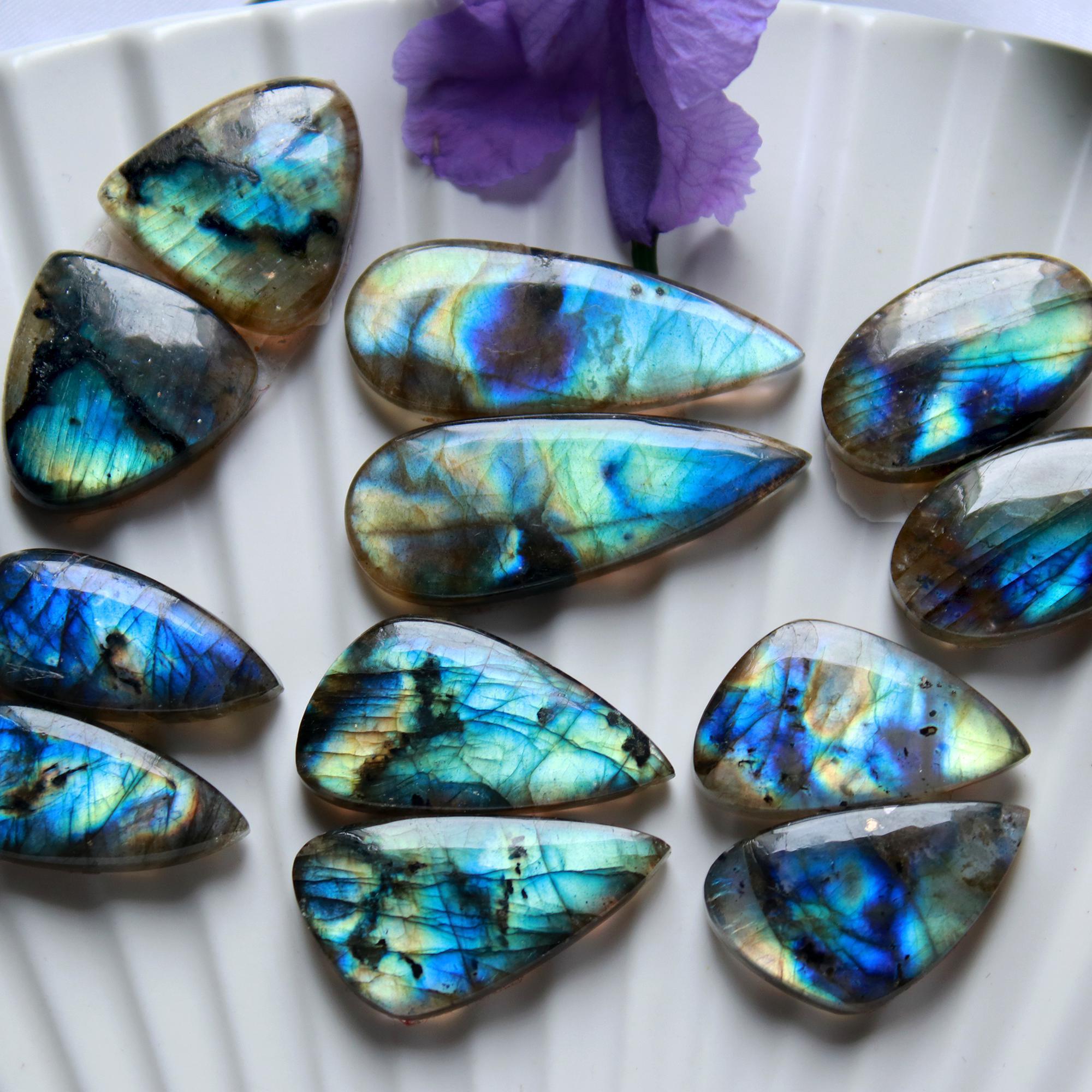 6 Pairs 163 Cts Natural Labradorite Cabochon Pairs Mixed Shapes Gemstone Lot For Silver Earrings Handmade Craft Supplies32x12 21x9mm 15867
