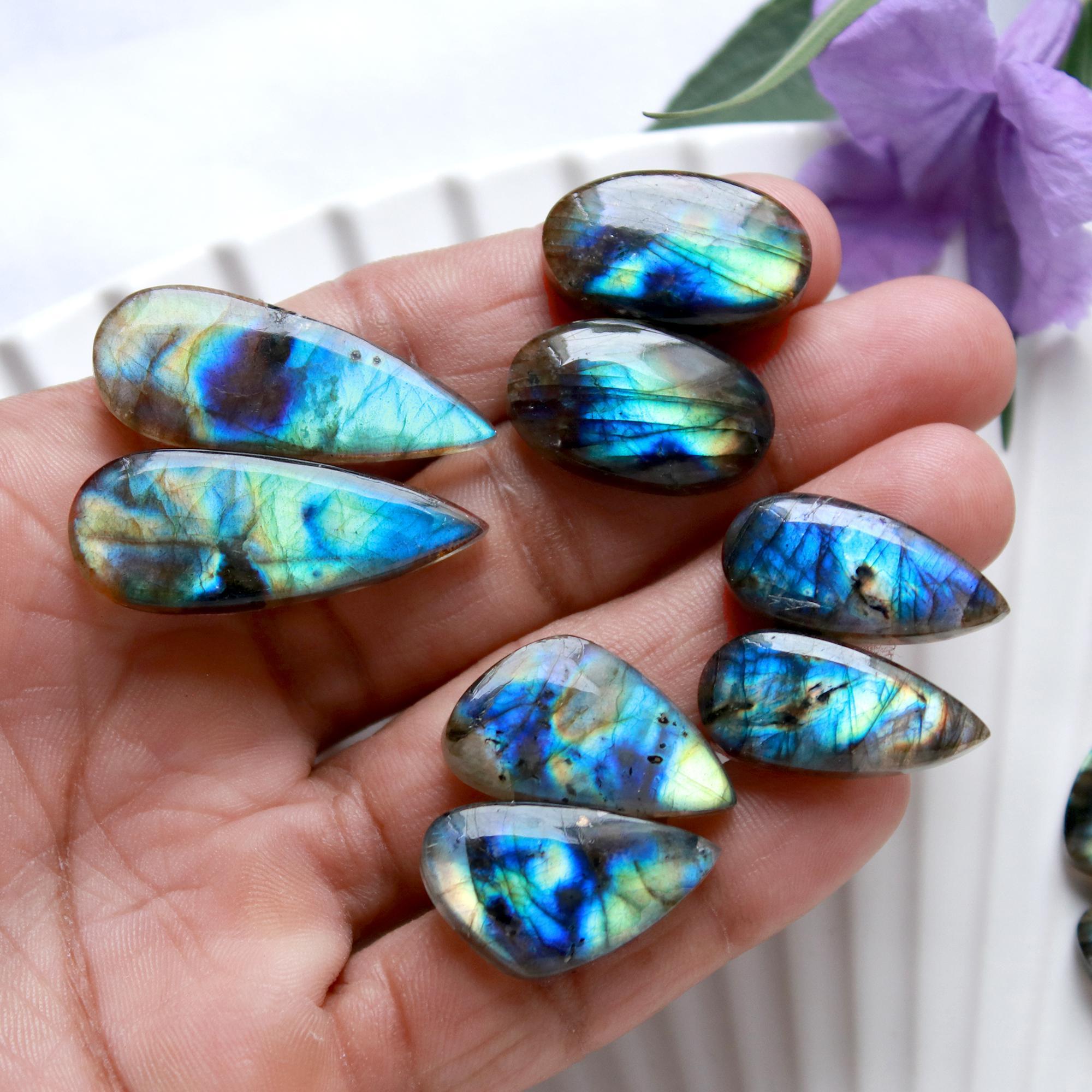 6 Pairs 163 Cts Natural Labradorite Cabochon Pairs Mixed Shapes Gemstone Lot For Silver Earrings Handmade Craft Supplies32x12 21x9mm 15867