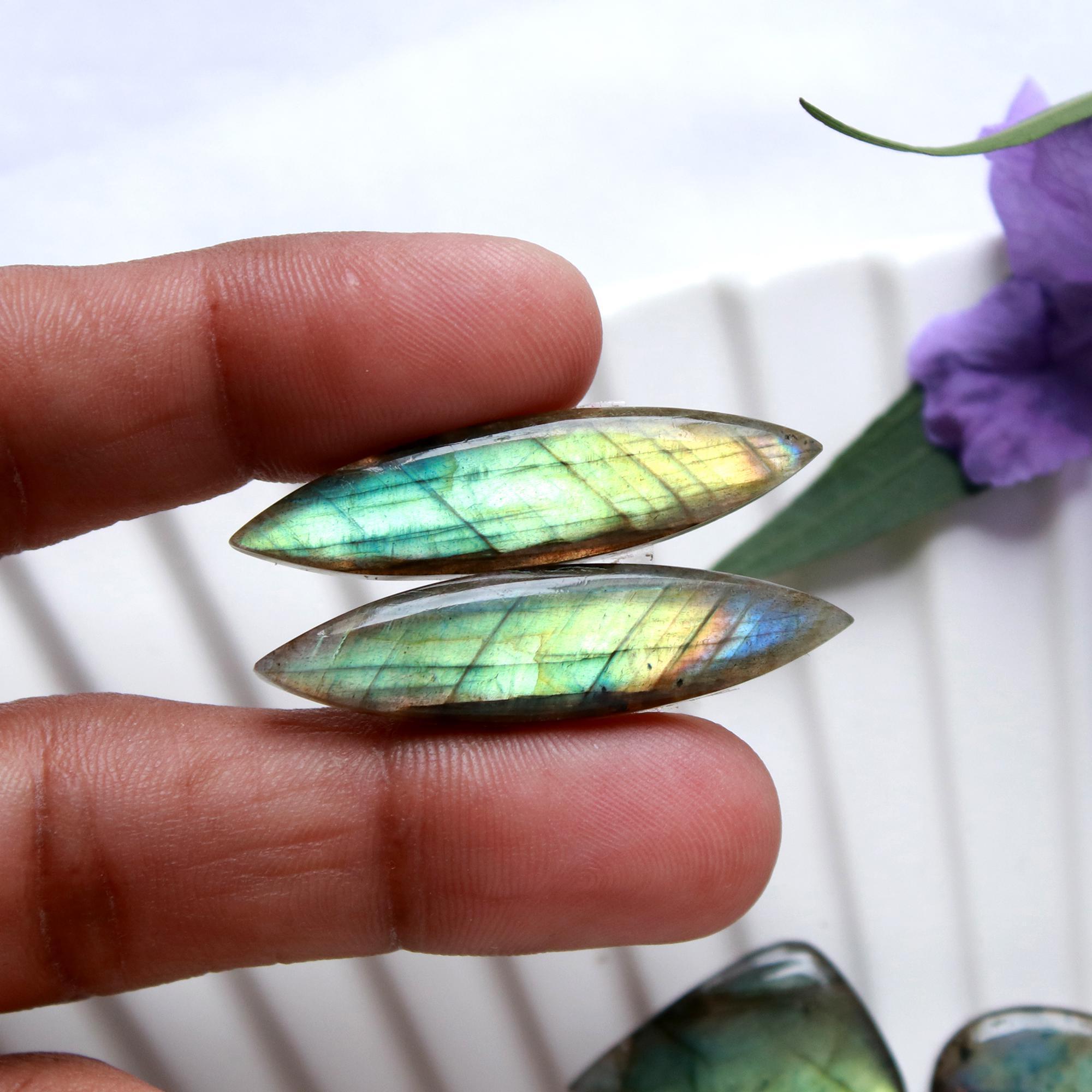 7 Pairs 187 Cts Natural Labradorite Cabochon Pairs Mixed Shapes Gemstone Lot For Silver Earrings Handmade Craft Supplies30x10 20x8mm 15870