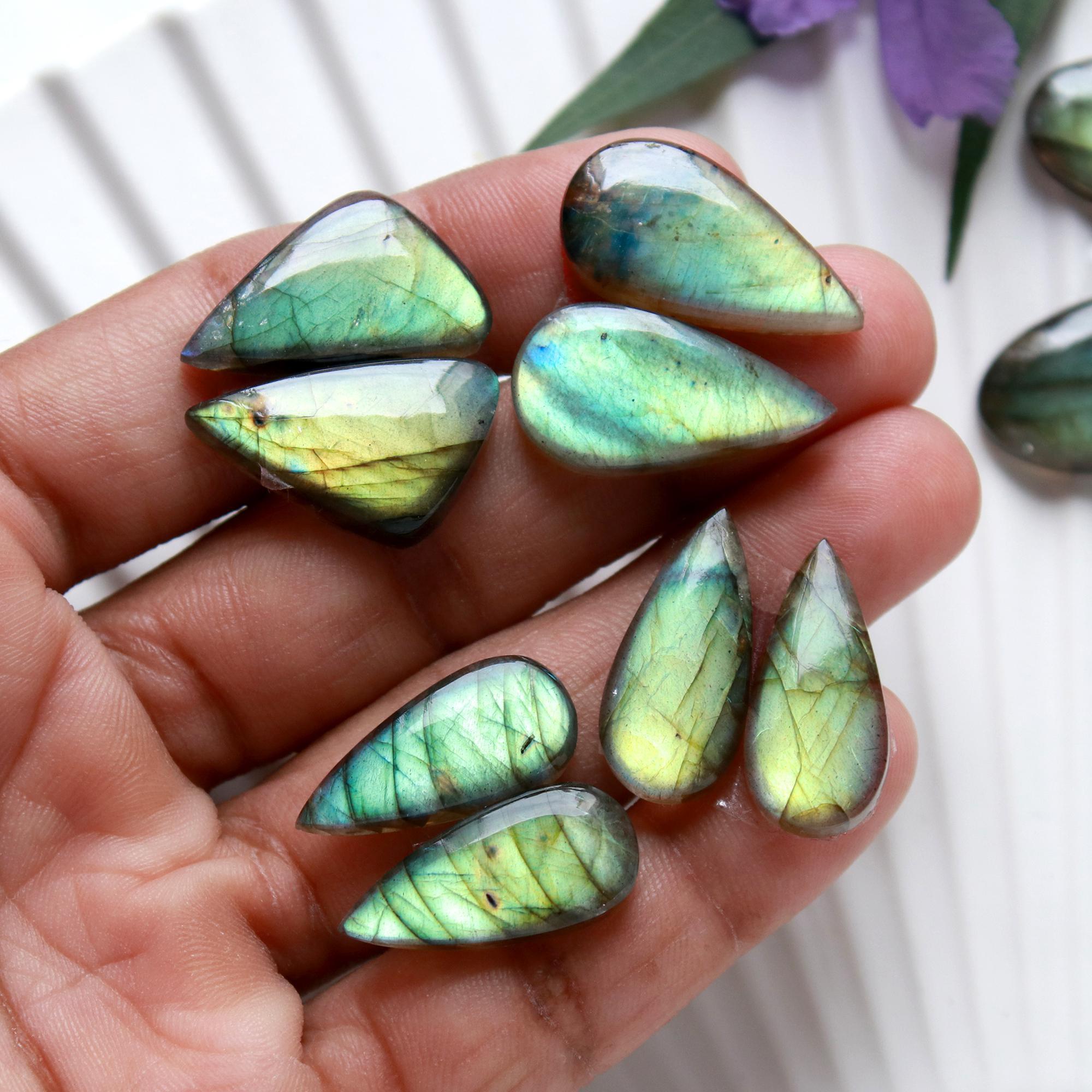 7 Pairs 187 Cts Natural Labradorite Cabochon Pairs Mixed Shapes Gemstone Lot For Silver Earrings Handmade Craft Supplies30x10 20x8mm 15870