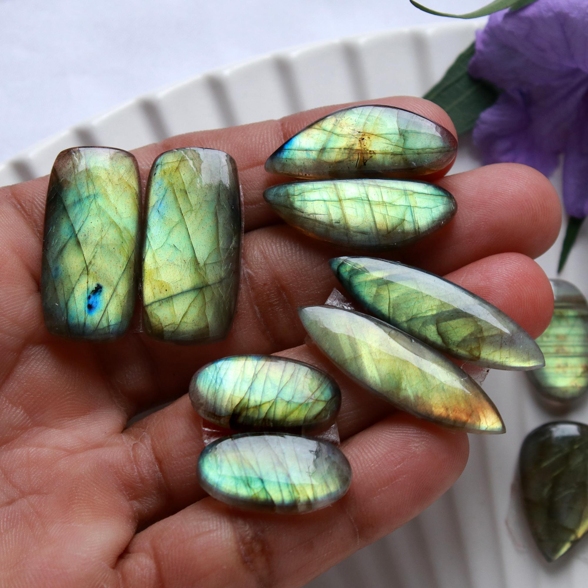7 Pairs 157 Cts Natural Labradorite Cabochon Pairs Mixed Shapes Gemstone Lot For Silver Earrings Handmade Craft Supplies25x10 17x10mm 15871