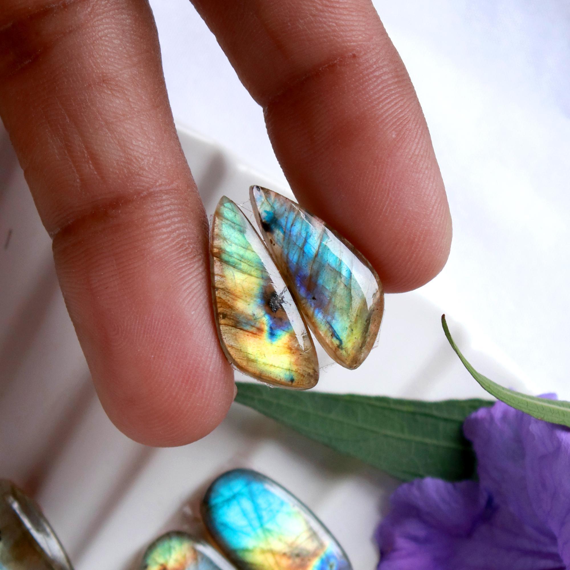 8 Pairs 88 Cts Natural Labradorite Cabochon Pairs Mixed Shapes Gemstone Lot For Silver Earrings Handmade Craft Supplies26x5 17x7mm 15872