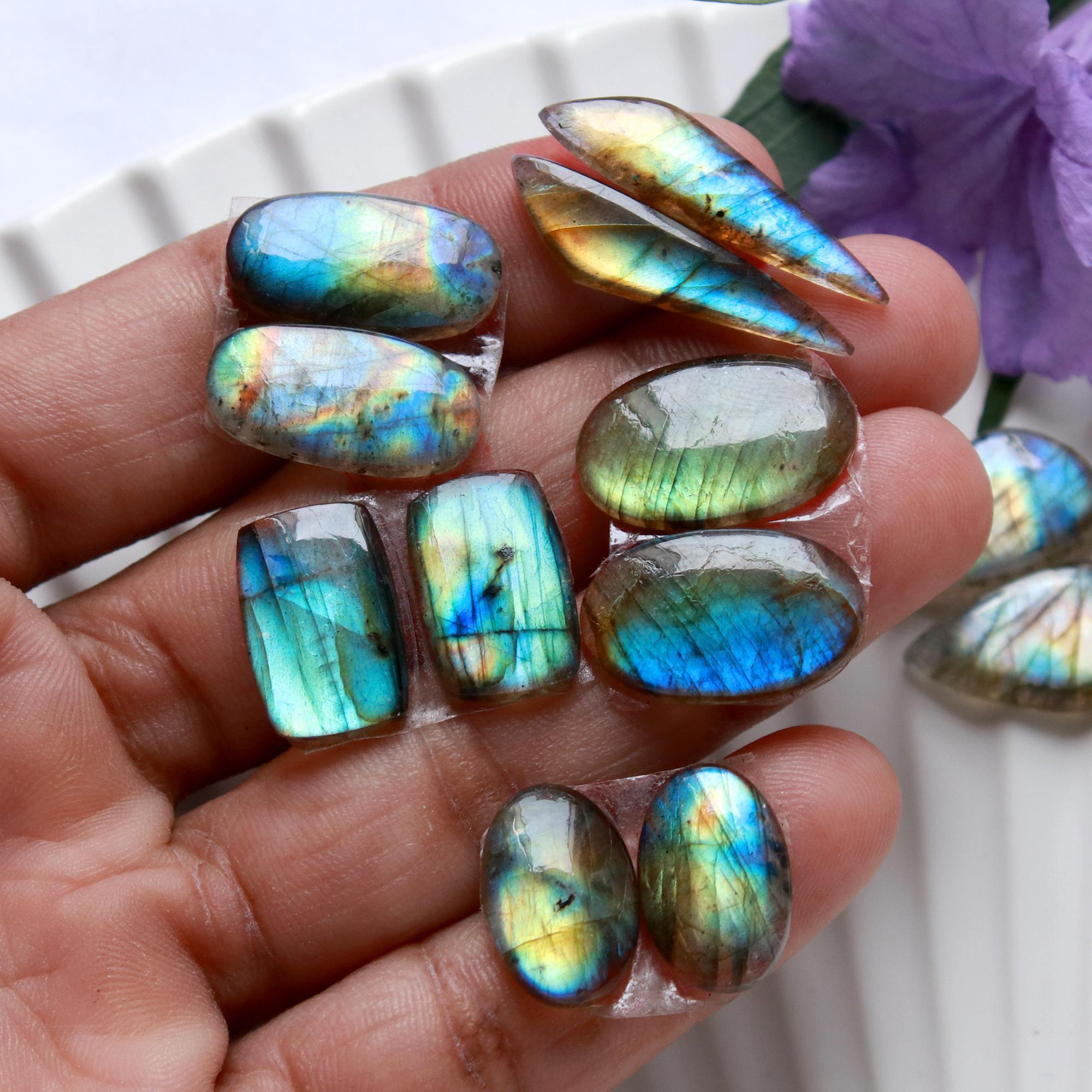 8 Pairs 88 Cts Natural Labradorite Cabochon Pairs Mixed Shapes Gemstone Lot For Silver Earrings Handmade Craft Supplies26x5 17x7mm 15872