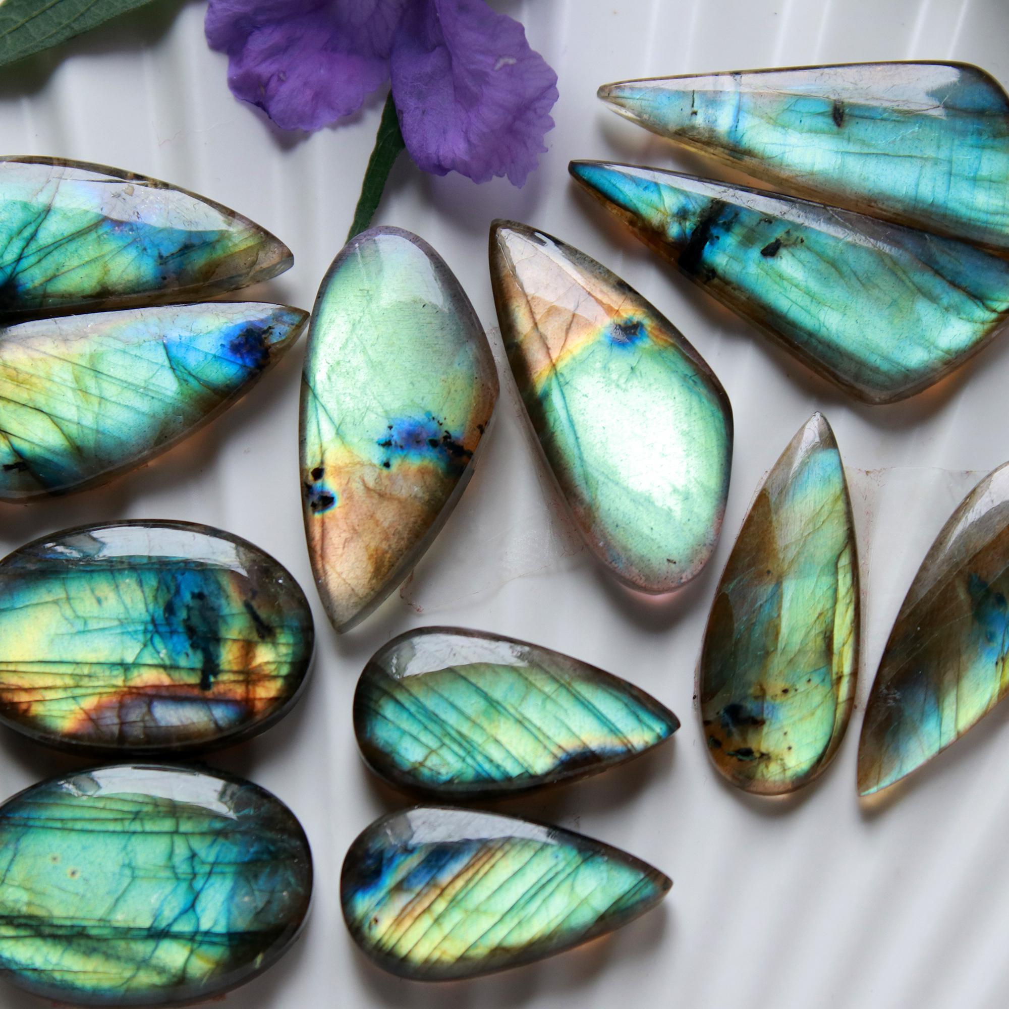 6 Pairs 186 Cts Natural Labradorite Cabochon Pairs Mixed Shapes Gemstone Lot For Silver Earrings Handmade Craft Supplies34x10 20x10mm 15873
