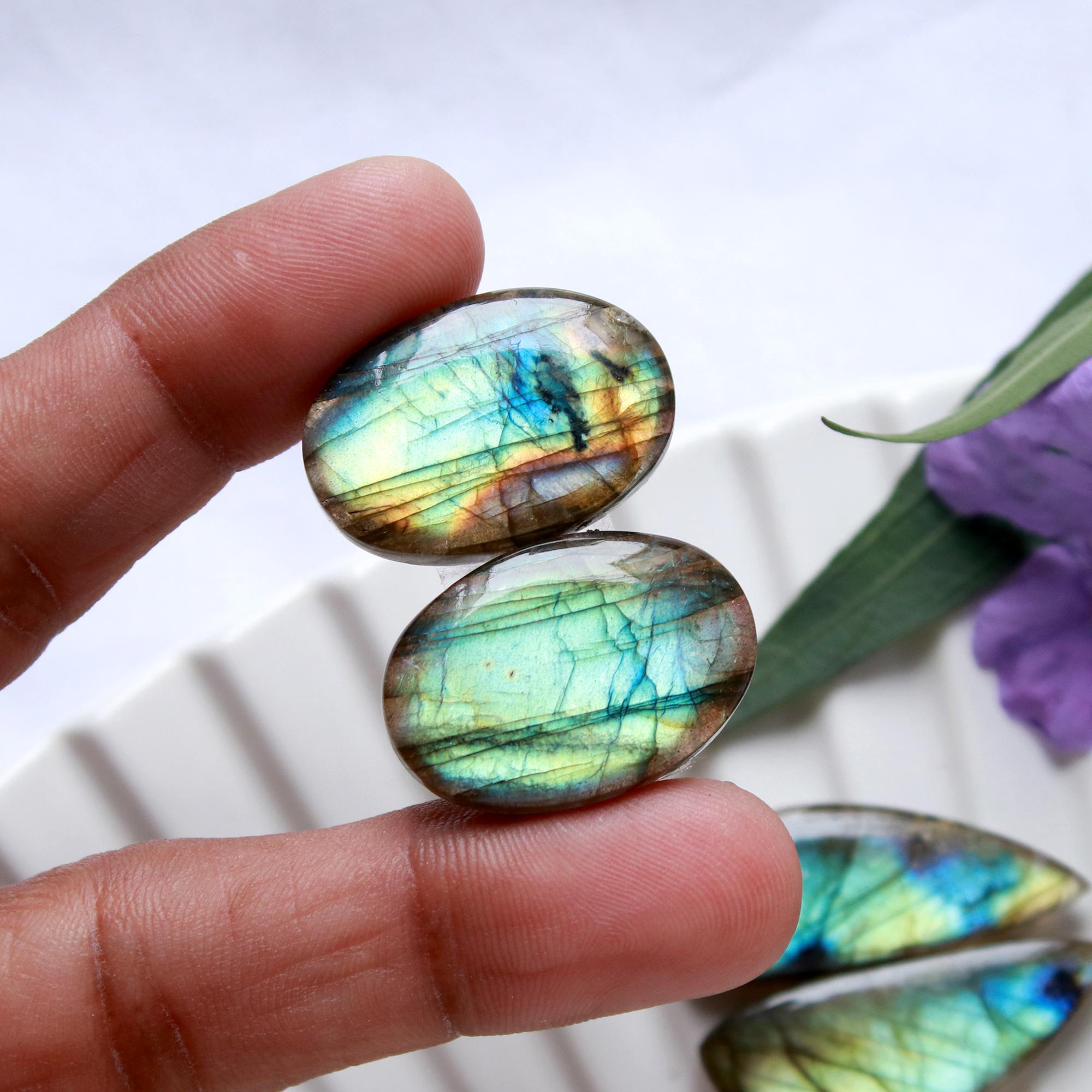 6 Pairs 186 Cts Natural Labradorite Cabochon Pairs Mixed Shapes Gemstone Lot For Silver Earrings Handmade Craft Supplies34x10 20x10mm 15873