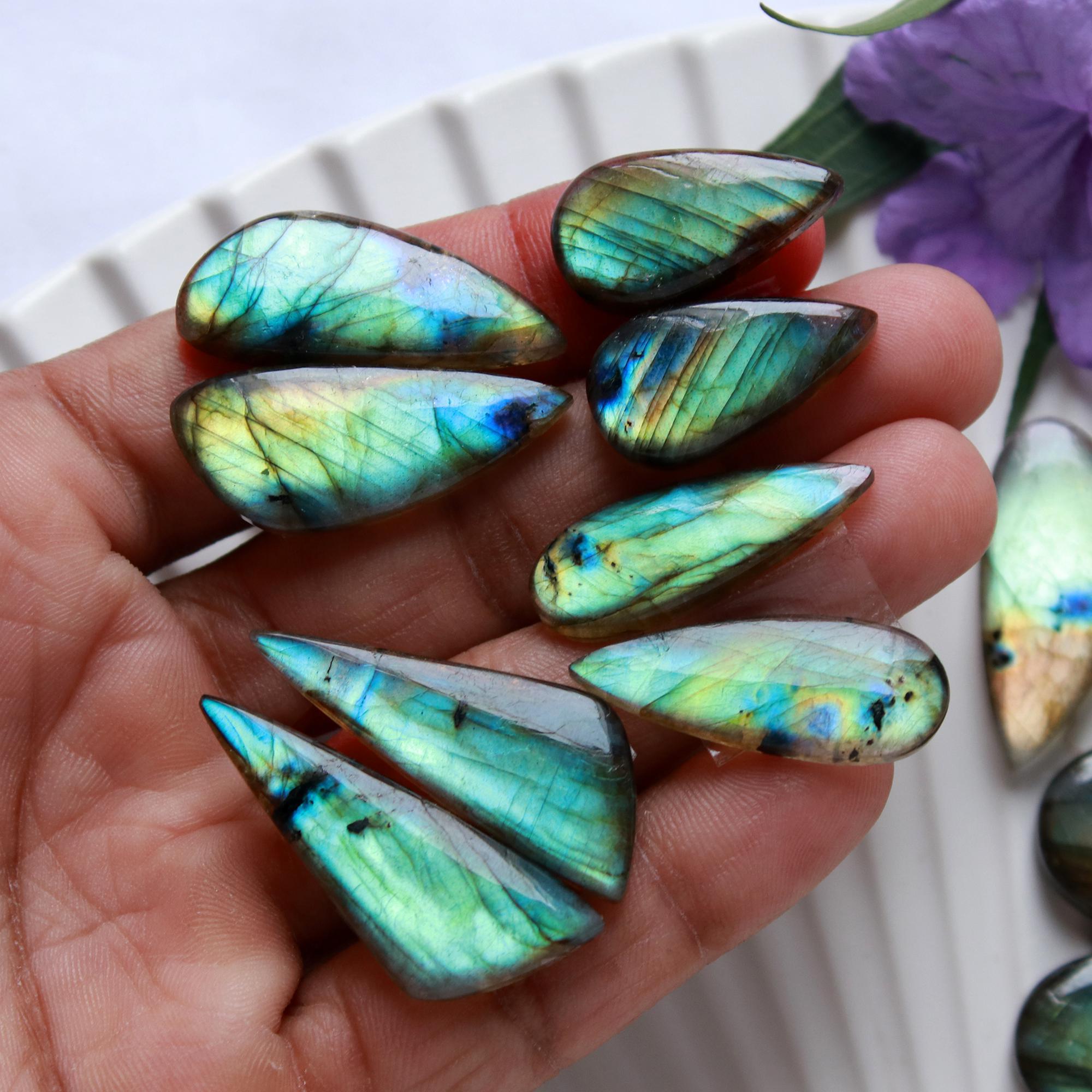 6 Pairs 186 Cts Natural Labradorite Cabochon Pairs Mixed Shapes Gemstone Lot For Silver Earrings Handmade Craft Supplies34x10 20x10mm 15873
