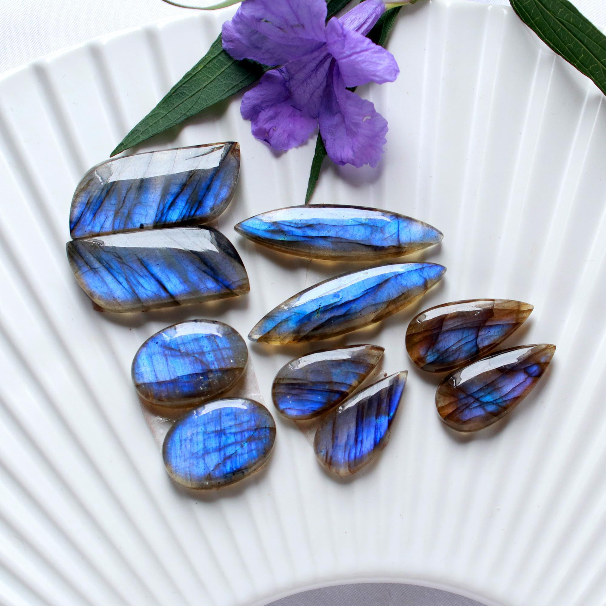 5 Pairs 144 Cts Natural Labradorite Cabochon Pairs Mixed Shapes Gemstone Lot For Silver Earrings Handmade Craft Supplies30x13 20x10mm 15874