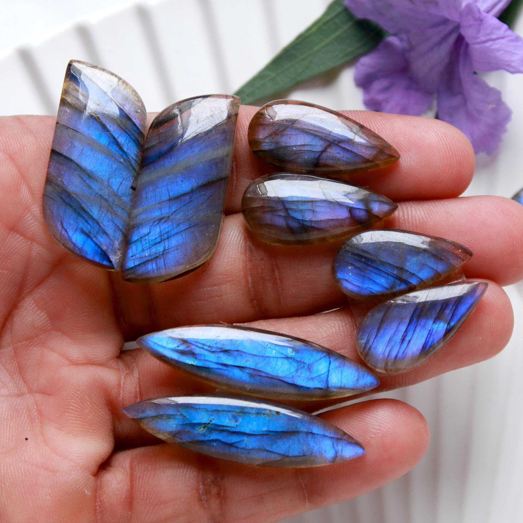 5 Pairs 144 Cts Natural Labradorite Cabochon Pairs Mixed Shapes Gemstone Lot For Silver Earrings Handmade Craft Supplies30x13 20x10mm 15874