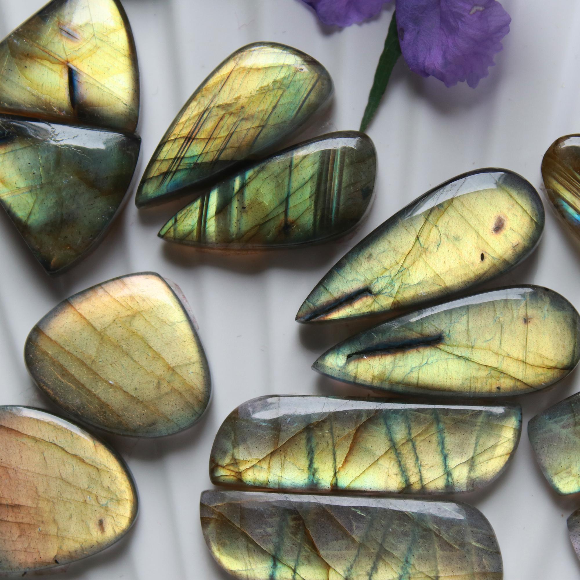 7 Pairs 163 Cts Natural Labradorite Dangle Earring Pairs Natural Gemstone Cabochon Silver Jewelry Handcrafted Crystal30x9 19x15mm 15877