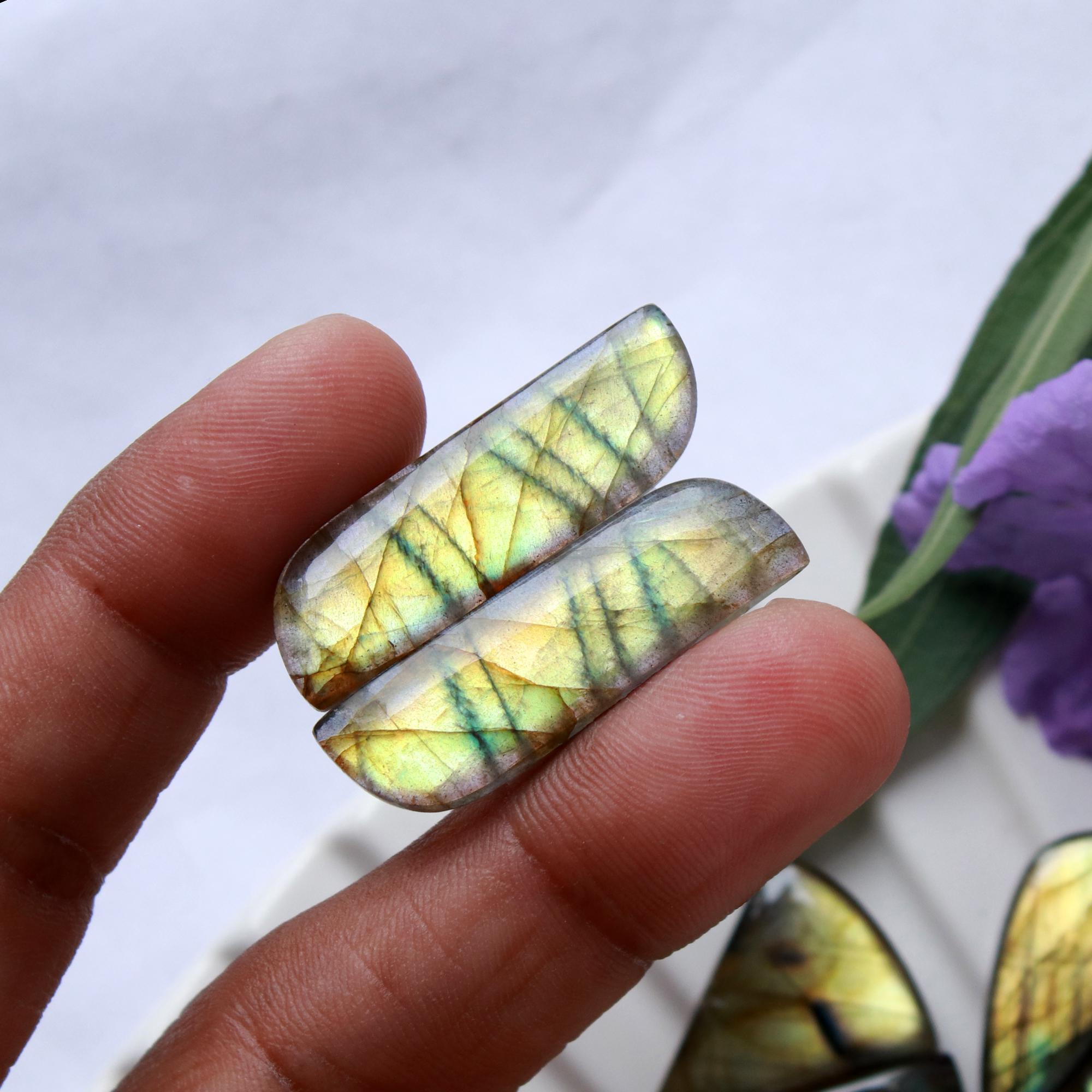 7 Pairs 163 Cts Natural Labradorite Dangle Earring Pairs Natural Gemstone Cabochon Silver Jewelry Handcrafted Crystal30x9 19x15mm 15877