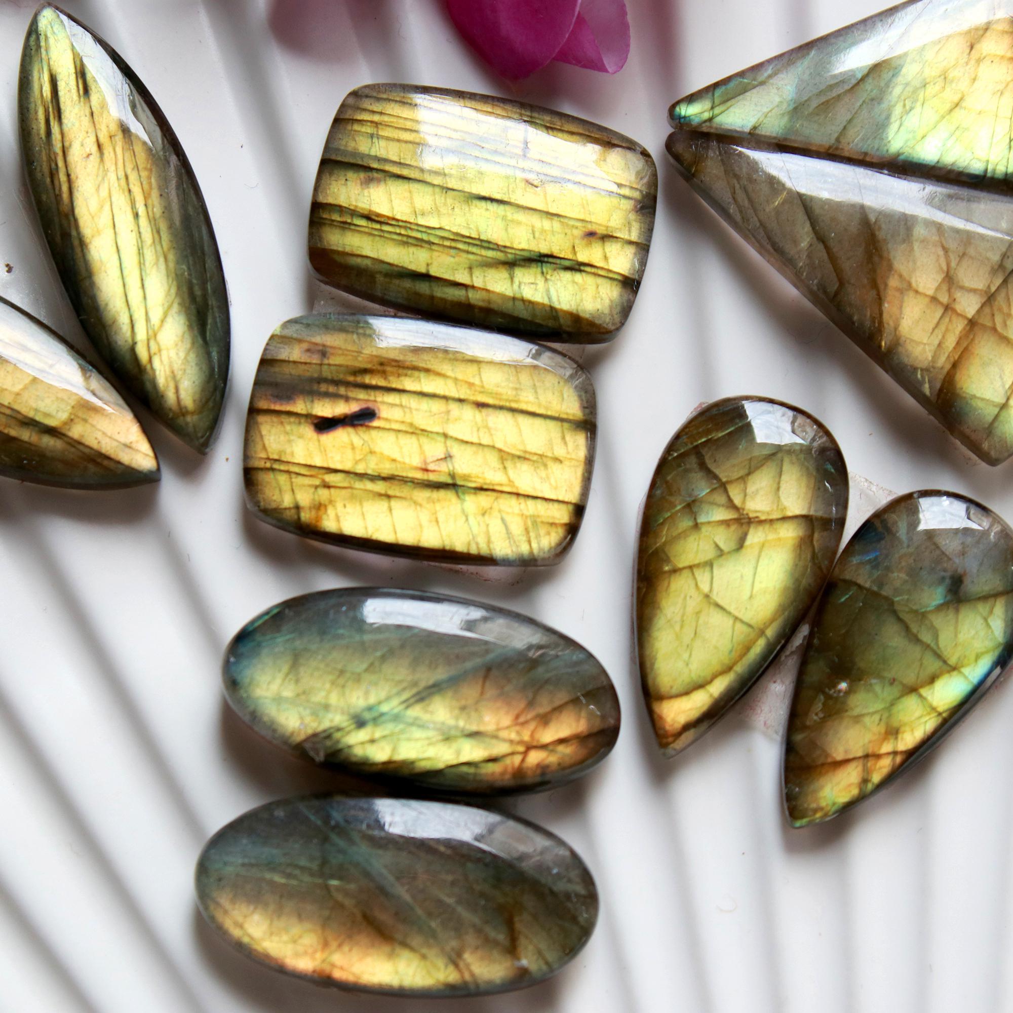 5 Pairs 148 Cts Natural Labradorite Dangle Earring Pairs Natural Gemstone Cabochon Silver Jewelry Handcrafted Crystal30x15 20x14mm 15879