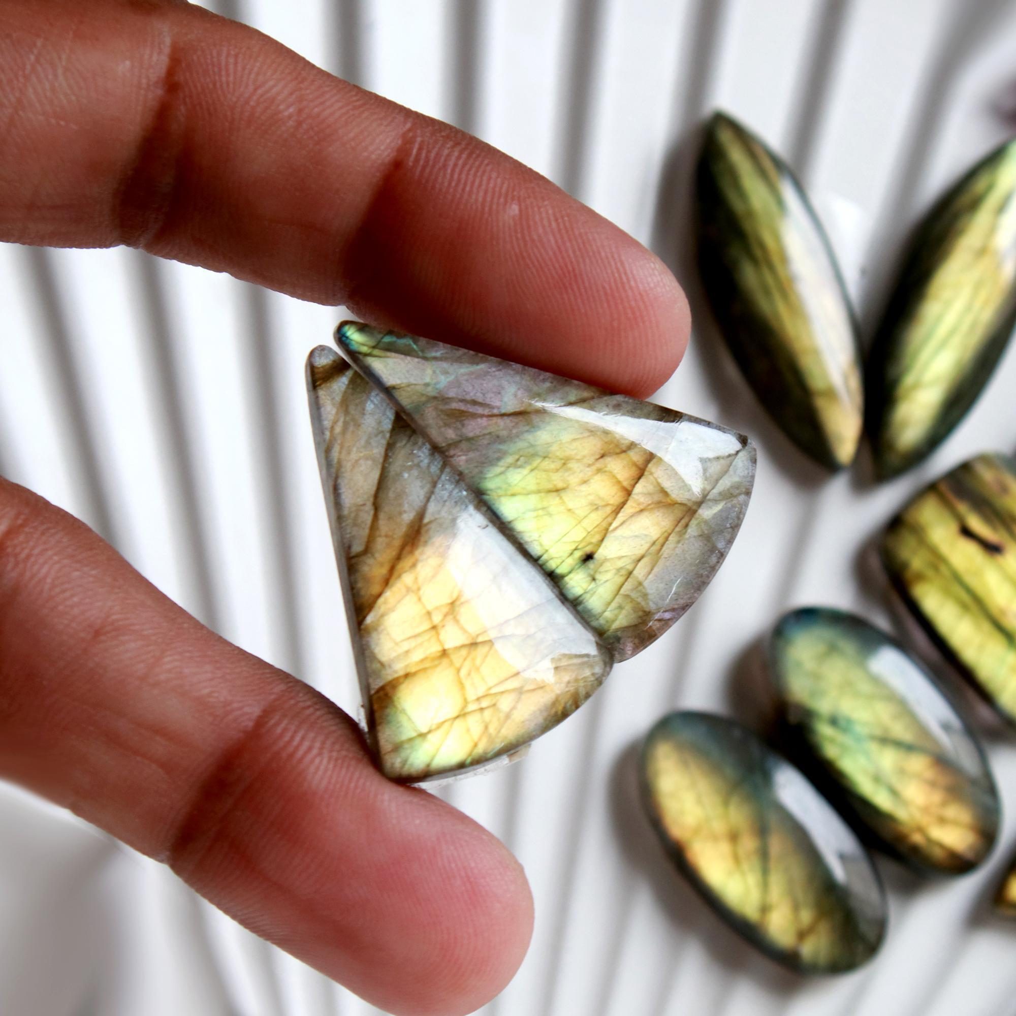 5 Pairs 148 Cts Natural Labradorite Dangle Earring Pairs Natural Gemstone Cabochon Silver Jewelry Handcrafted Crystal30x15 20x14mm 15879