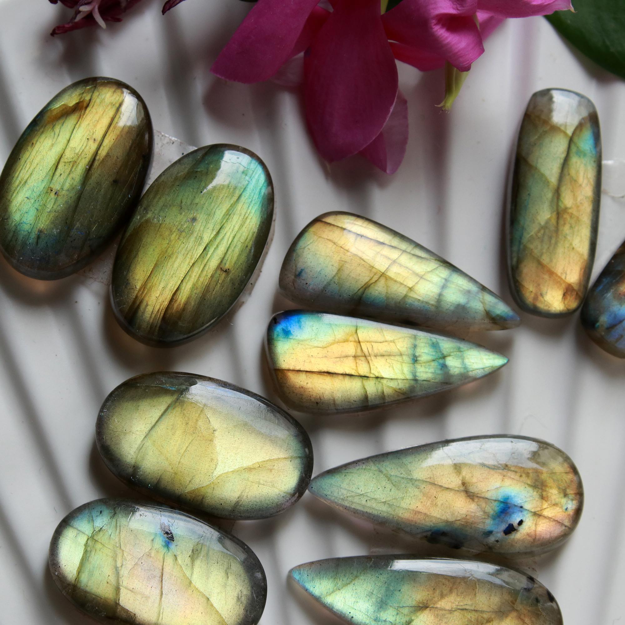 5 Pairs 135 Cts Natural Labradorite Dangle Earring Pairs Natural Gemstone Cabochon Silver Jewelry Handcrafted Crystal29x11 23x13mm 15881