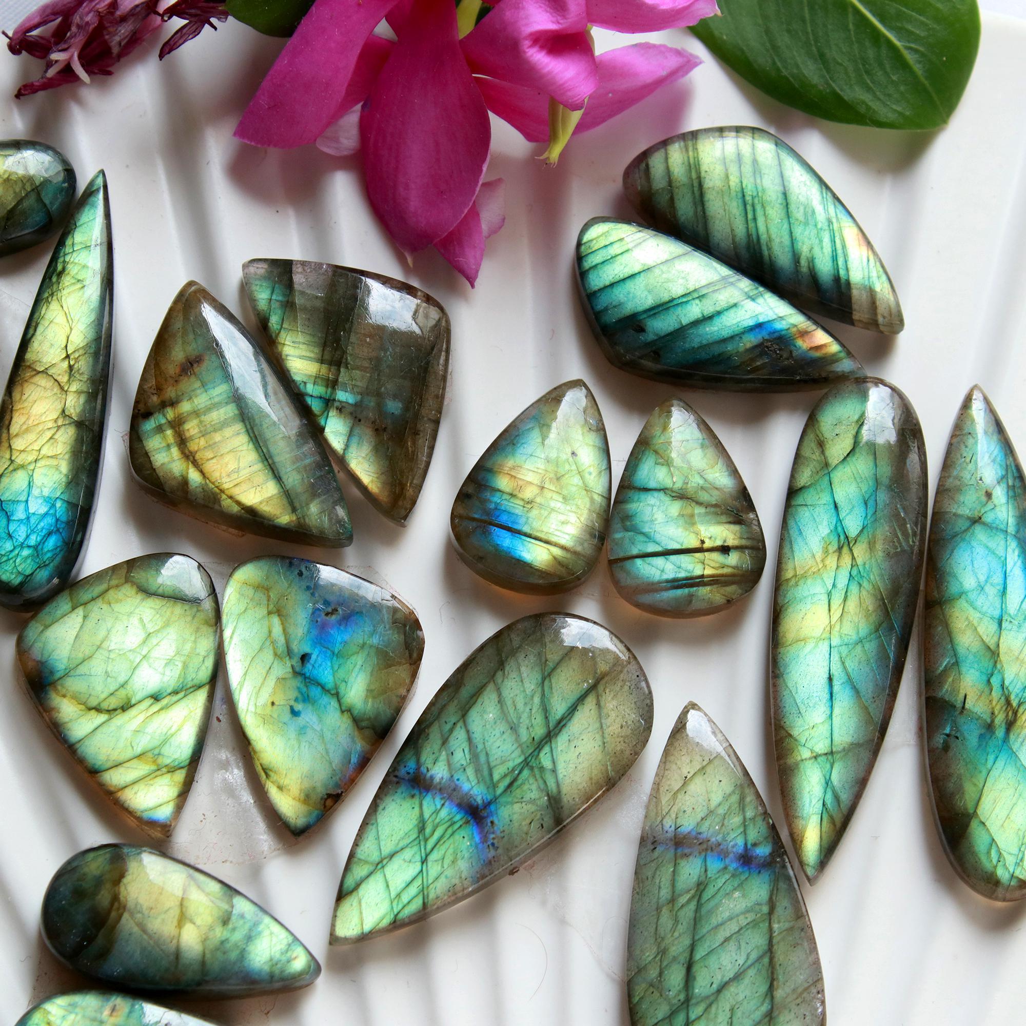 8 Pairs 199 Cts Natural Labradorite Dangle Earring Pairs Natural Gemstone Cabochon Silver Jewelry Handcrafted Crystal39x10 16x10mm 15882