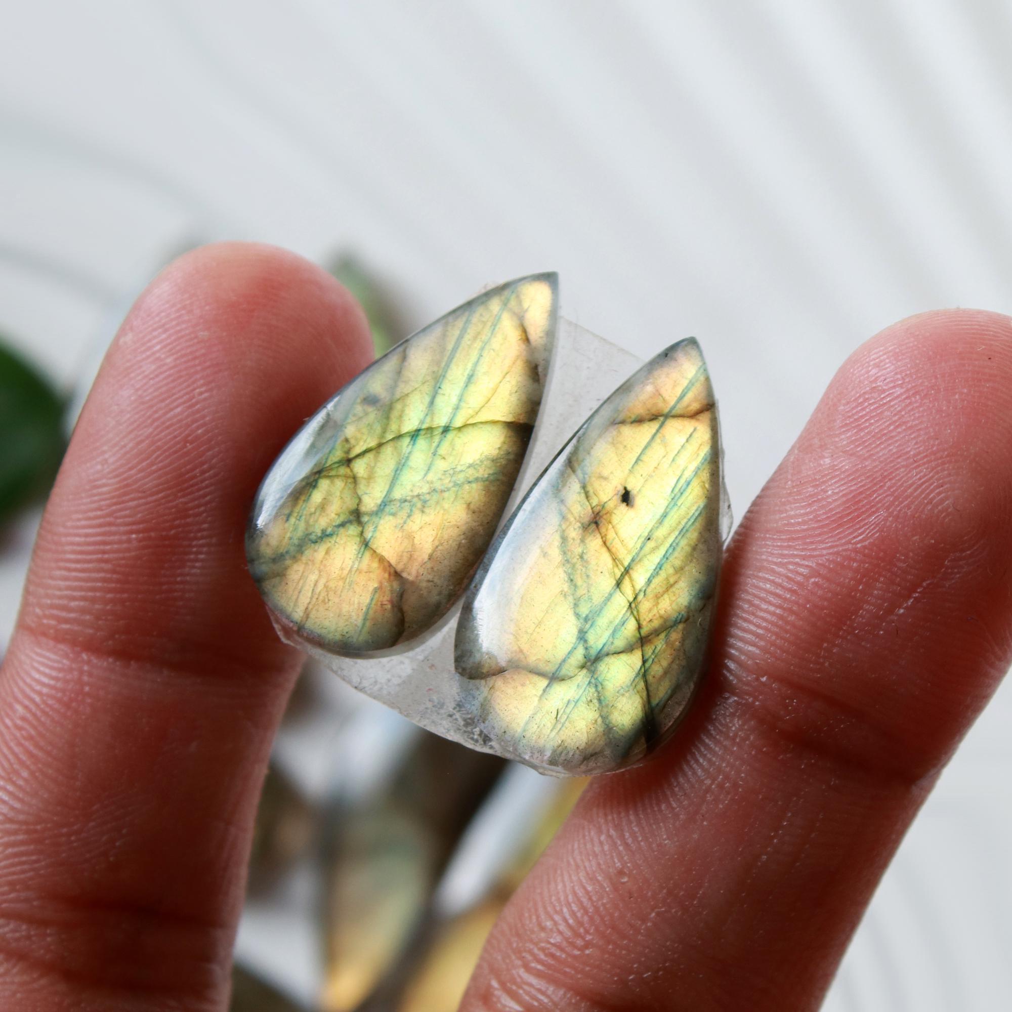 5 Pairs 144 Cts Natural Labradorite Dangle Earring Pairs Natural Gemstone Cabochon Silver Jewelry Handcrafted Crystal35x14 21x10mm 15883
