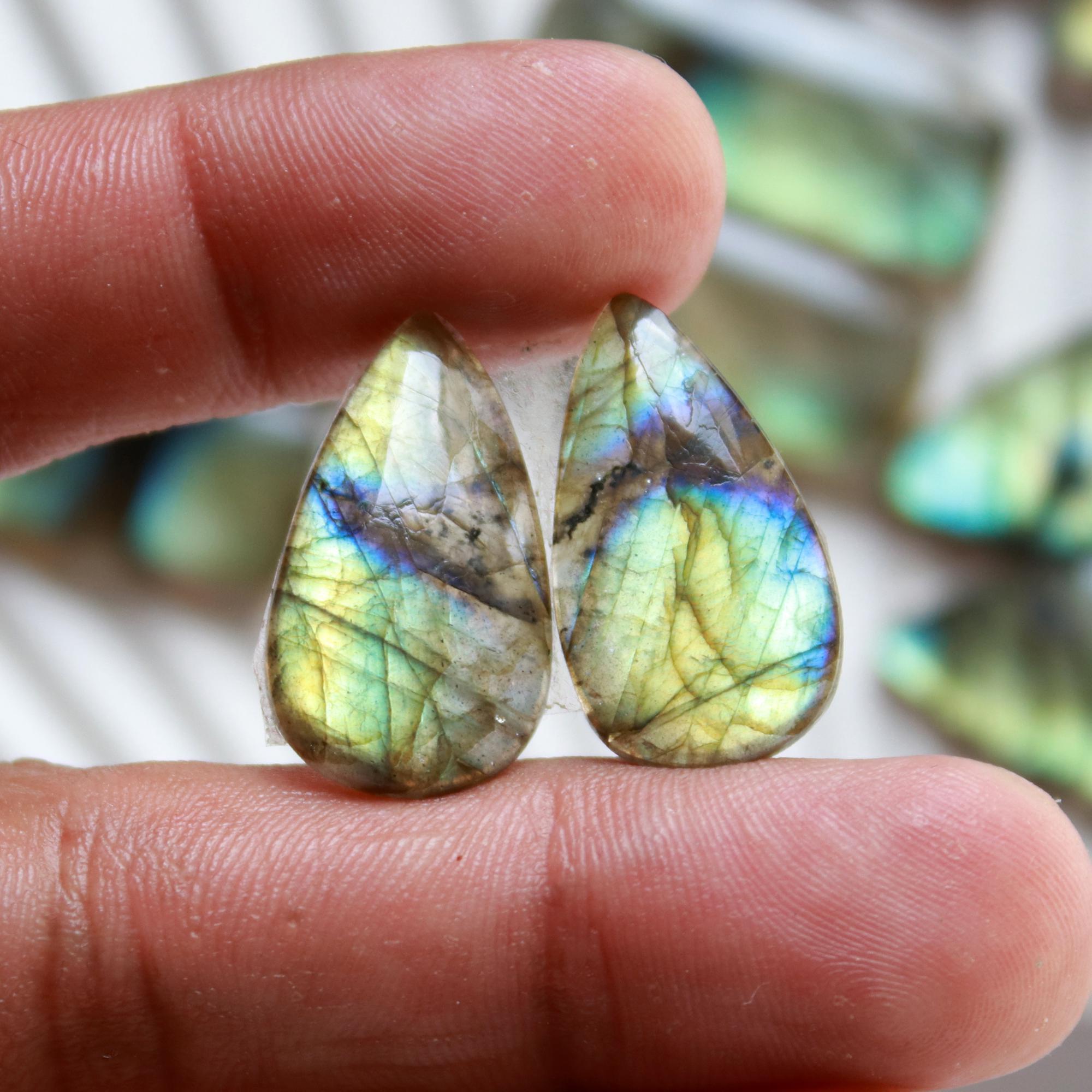 7 Pairs 213 Cts Natural Labradorite Dangle Earring Pairs Natural Gemstone Cabochon Silver Jewelry Handcrafted Crystal29x15 18x12mm 15886