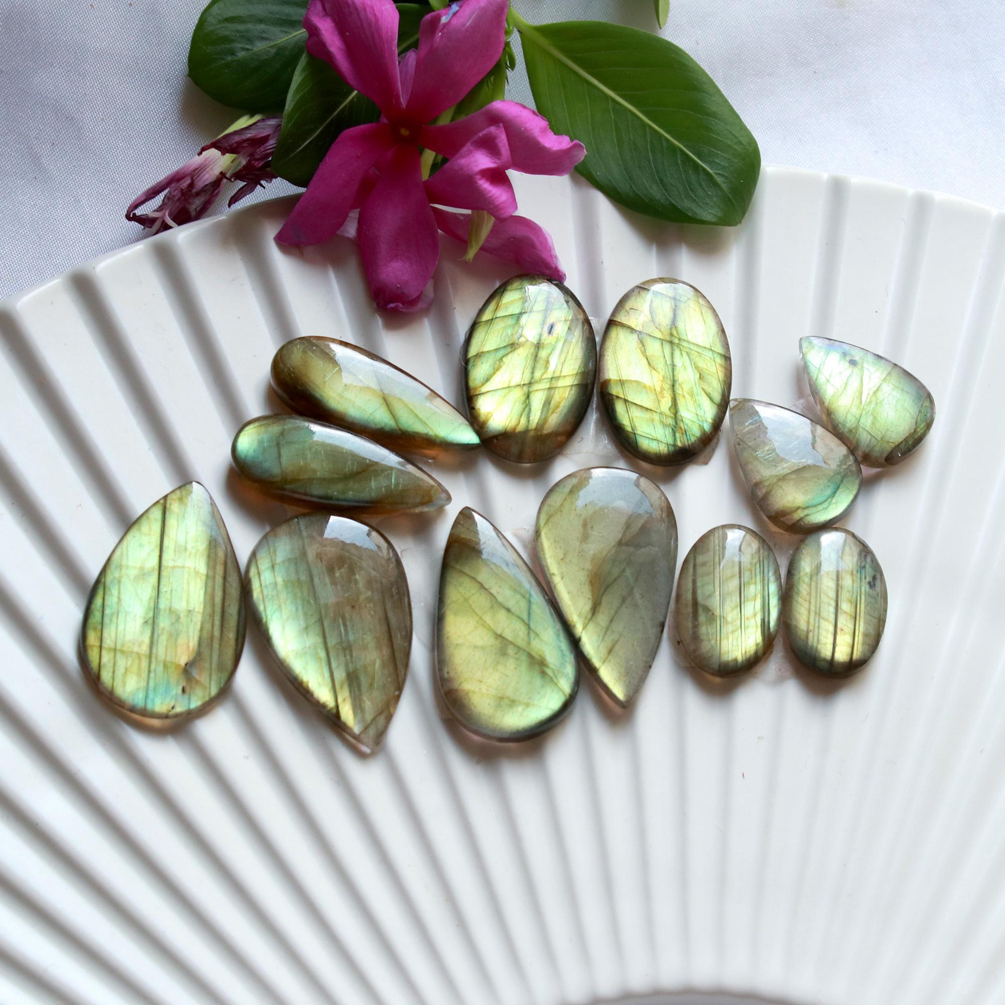 6 Pairs 148 Cts Natural Labradorite Dangle Earring Pairs Natural Gemstone Cabochon Silver Jewelry Handcrafted Crystal28x18 18x10mm 15889