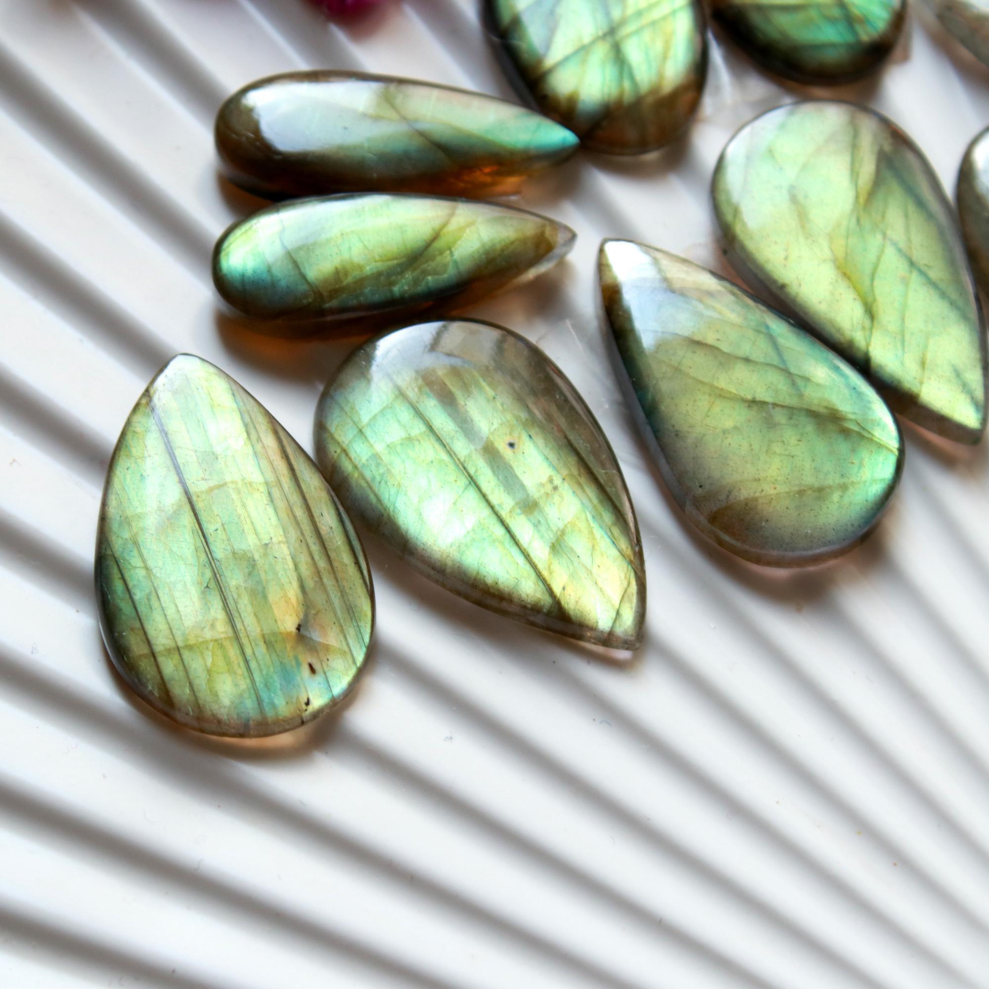 6 Pairs 148 Cts Natural Labradorite Dangle Earring Pairs Natural Gemstone Cabochon Silver Jewelry Handcrafted Crystal28x18 18x10mm 15889