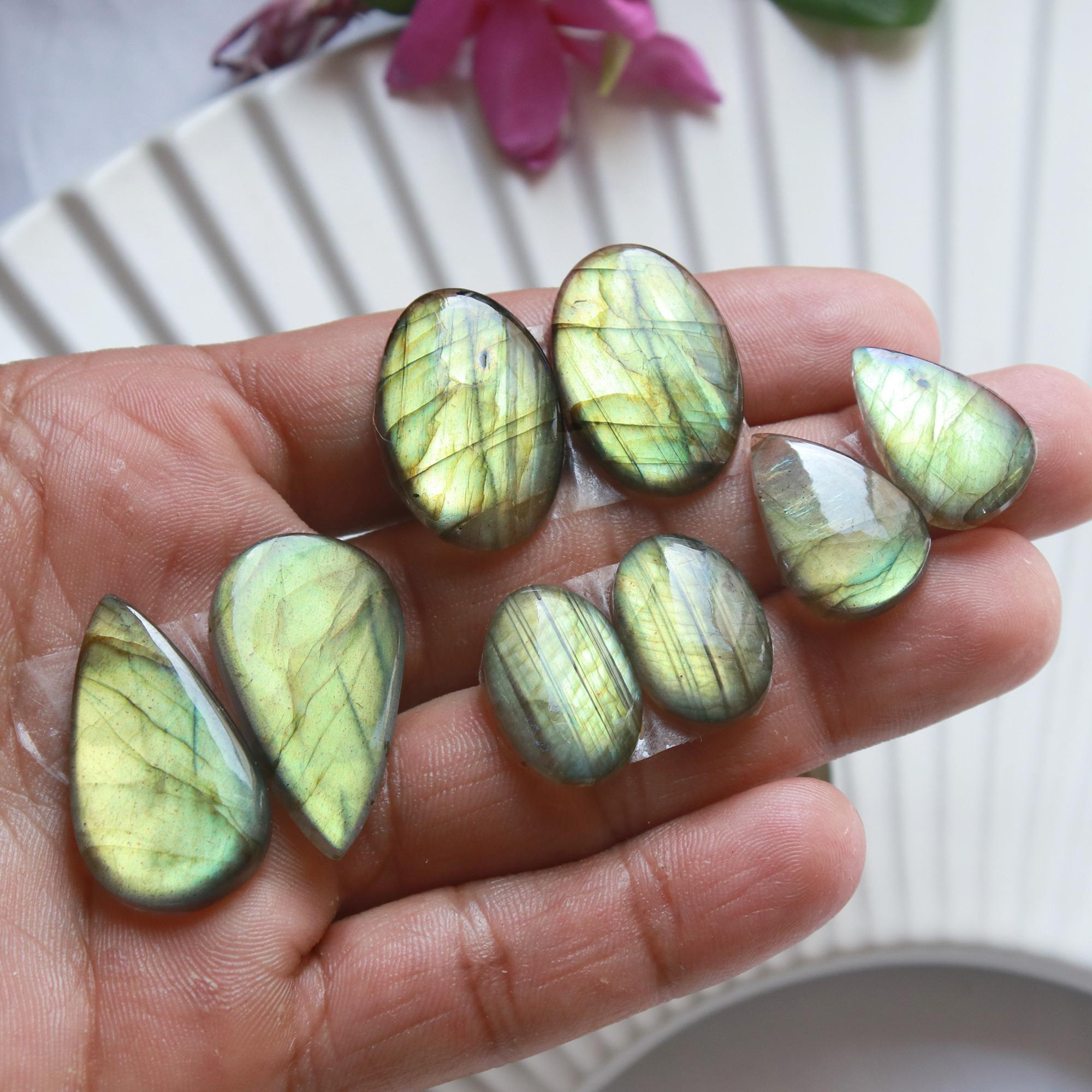 6 Pairs 148 Cts Natural Labradorite Dangle Earring Pairs Natural Gemstone Cabochon Silver Jewelry Handcrafted Crystal28x18 18x10mm 15889