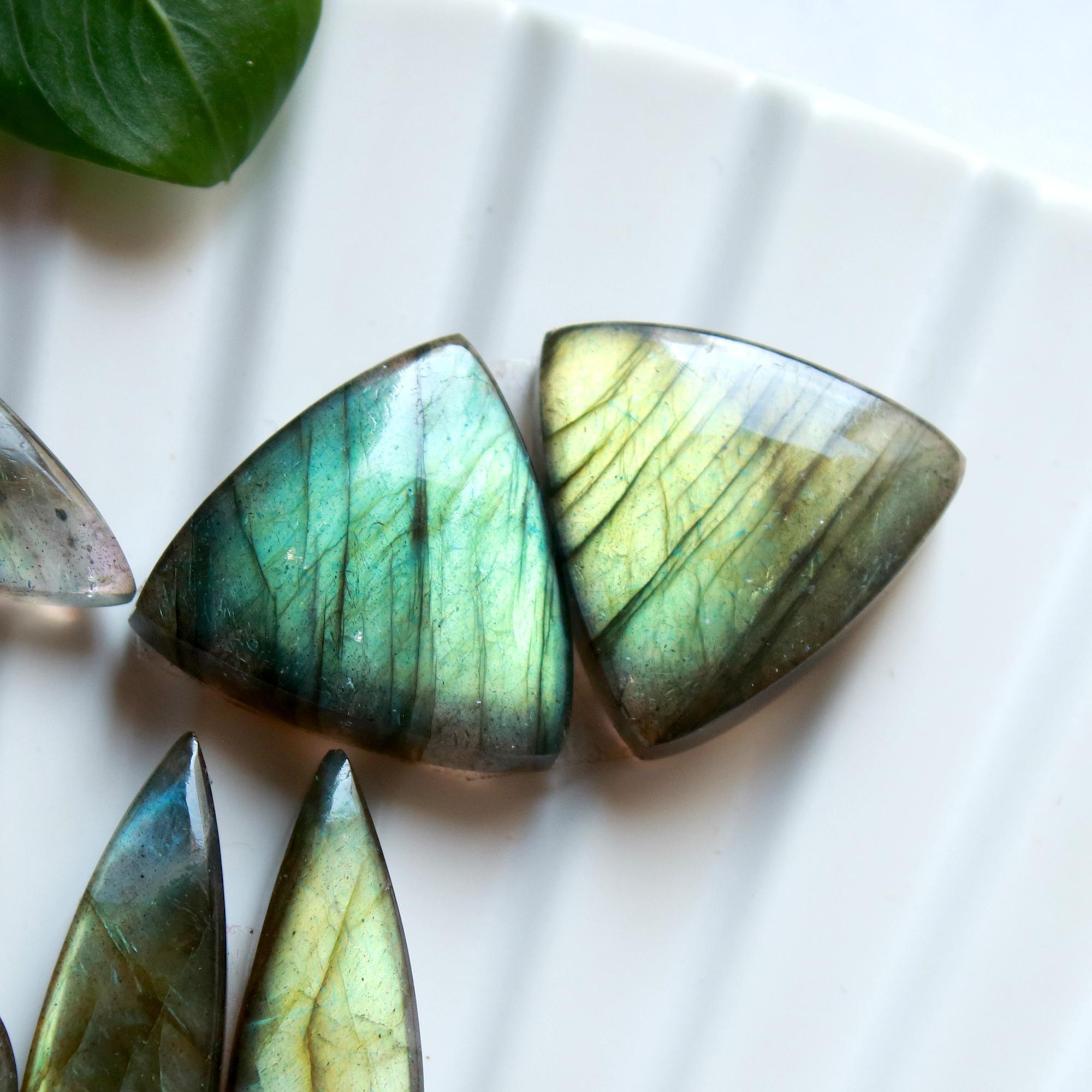 6 Pairs 148 Cts Natural Labradorite Dangle Earring Pairs Natural Gemstone Cabochon Silver Jewelry Handcrafted Crystal35x10 19x14mm 15891