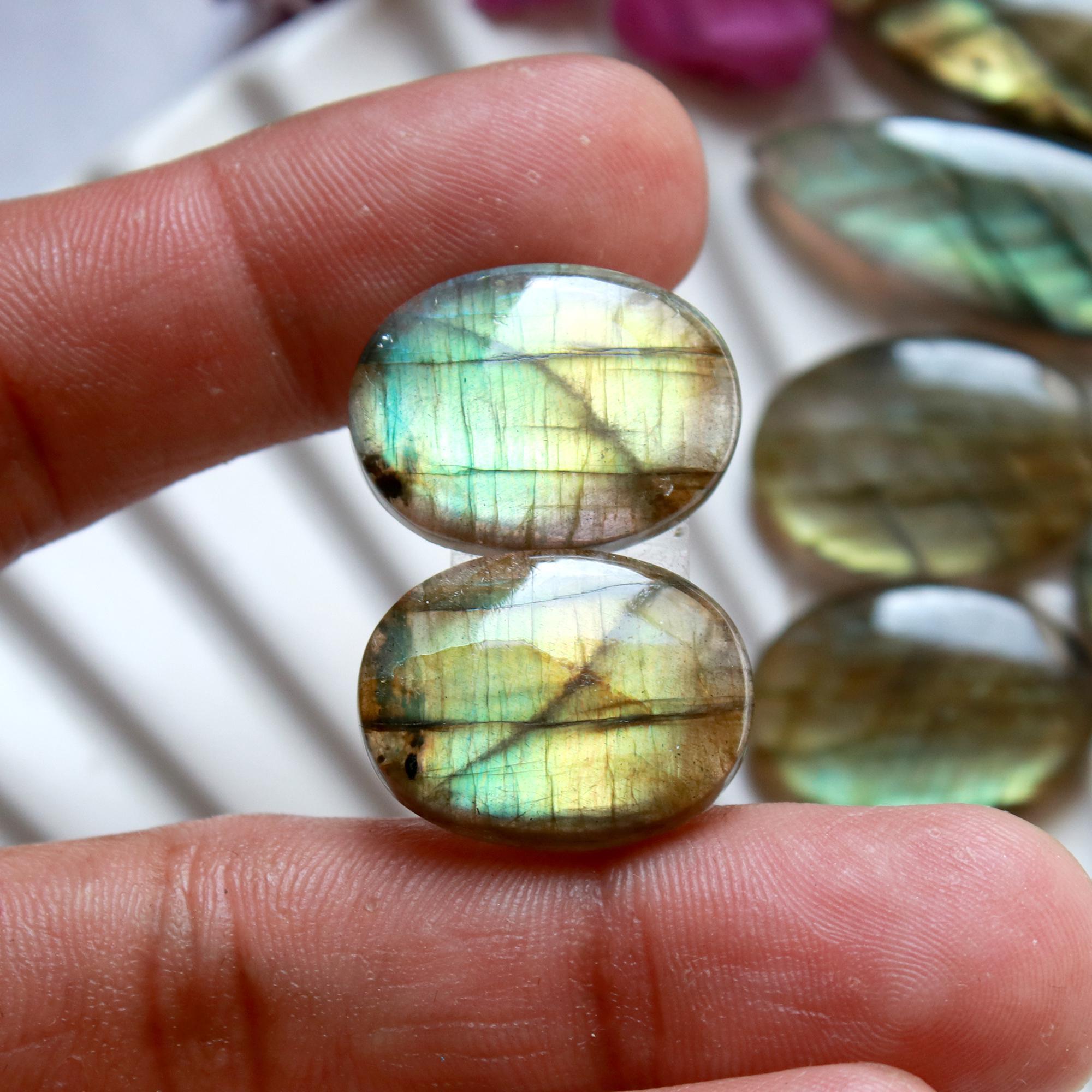 6 Pairs 148 Cts Natural Labradorite Dangle Earring Pairs Natural Gemstone Cabochon Silver Jewelry Handcrafted Crystal35x10 19x14mm 15891