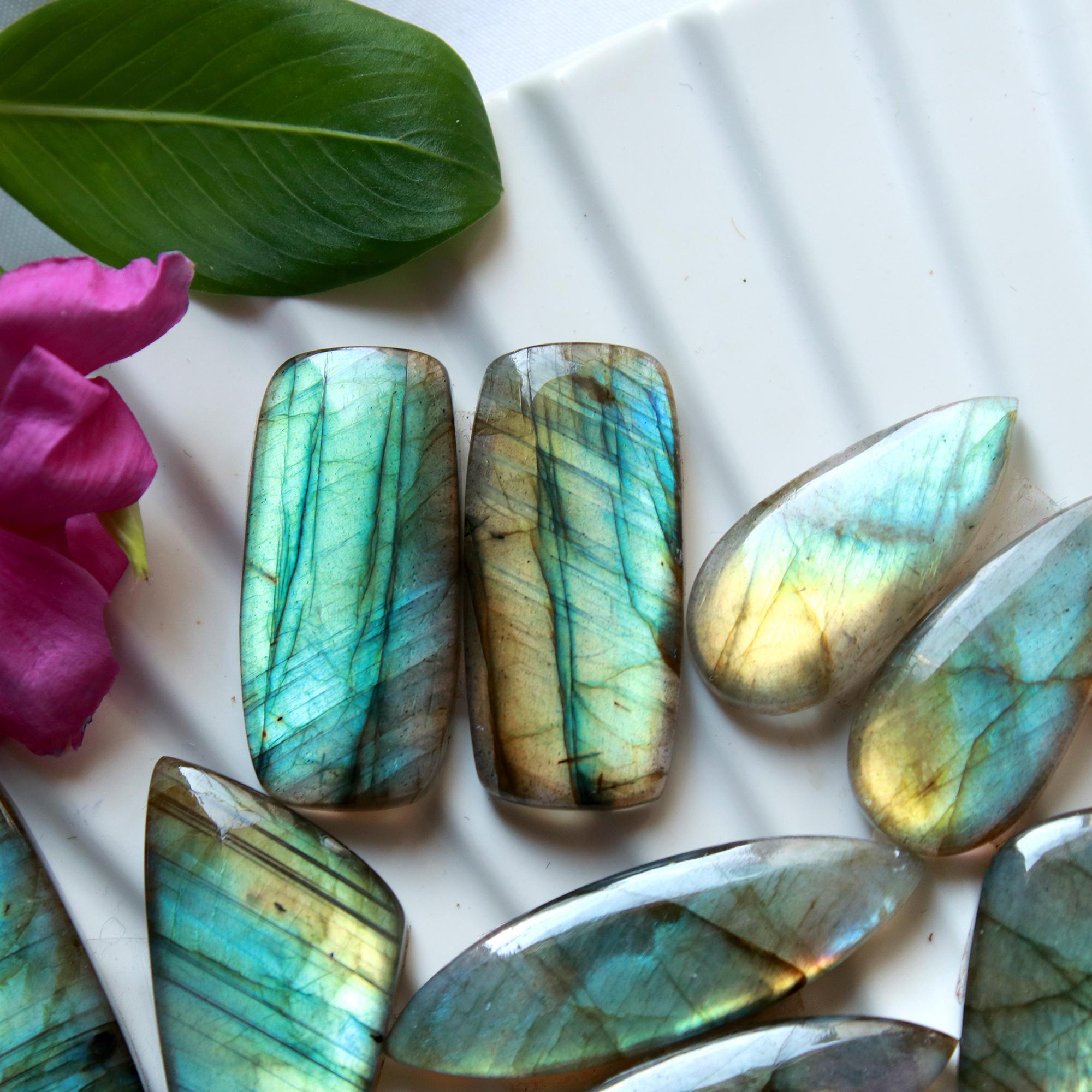 5 Pairs 152 Cts Natural Labradorite Dangle Earring Pairs Natural Gemstone Cabochon Silver Jewelry Handcrafted Crystal35x15 25x10mm 15892