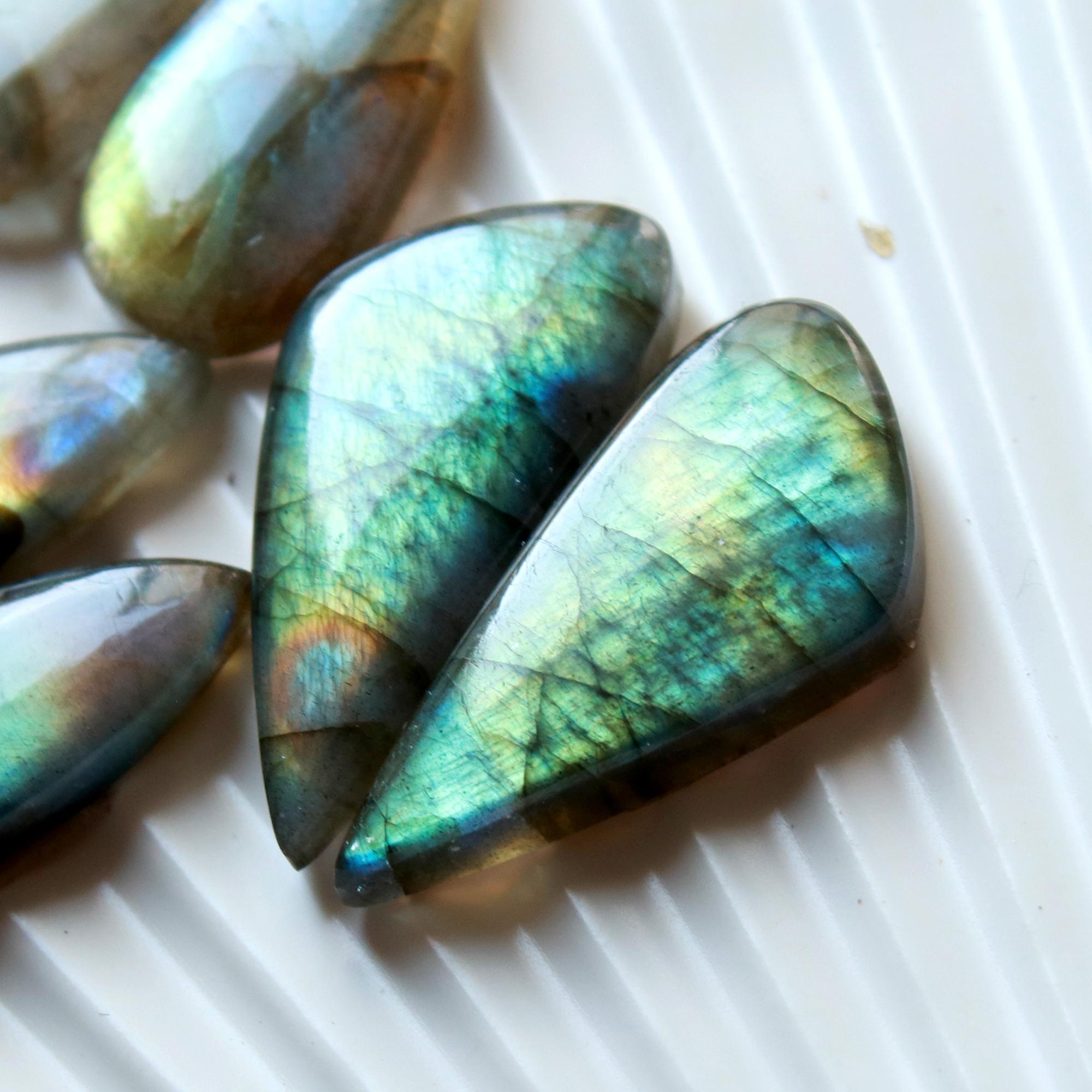 5 Pairs 152 Cts Natural Labradorite Dangle Earring Pairs Natural Gemstone Cabochon Silver Jewelry Handcrafted Crystal35x15 25x10mm 15892