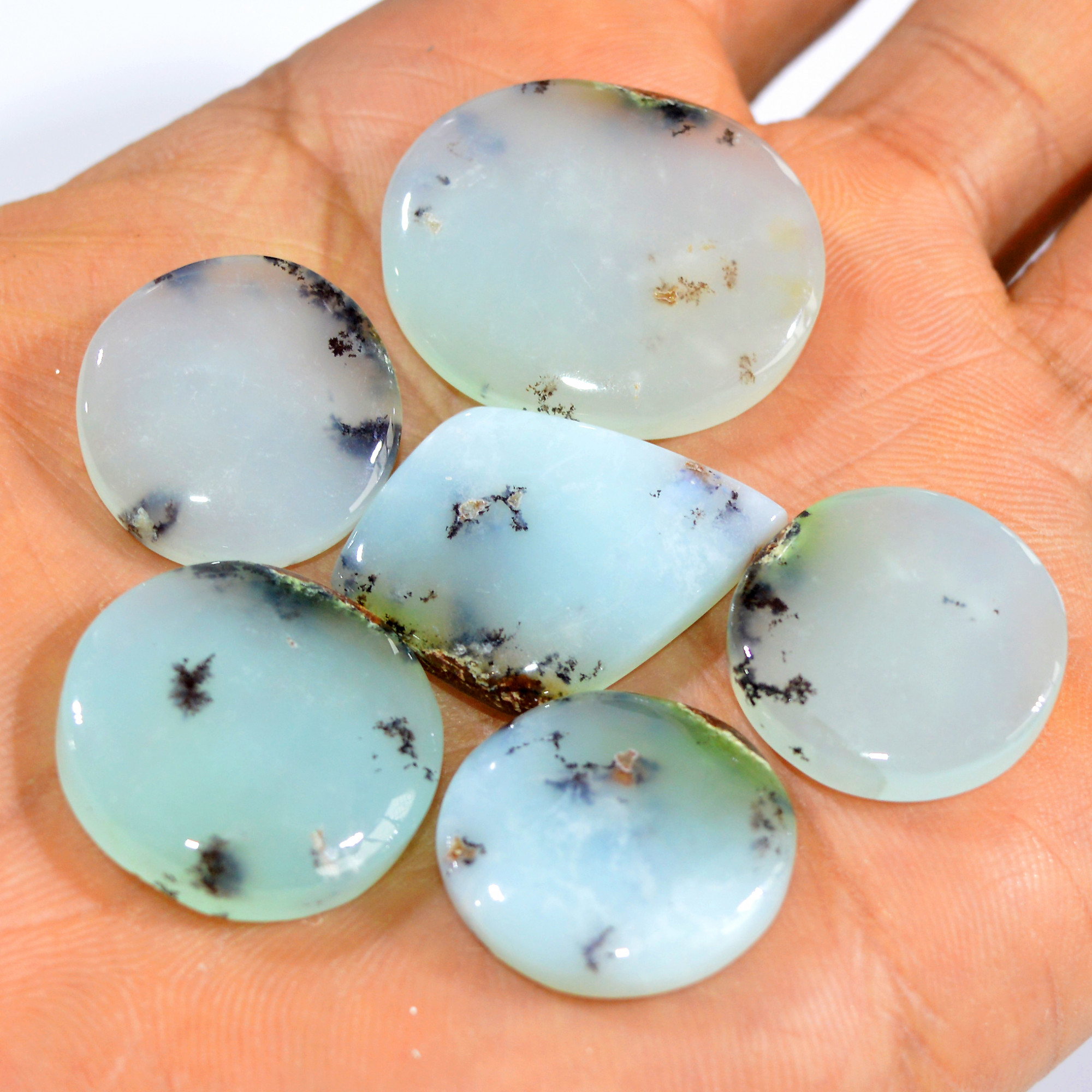 6Pcs 143Cts Natural Green Chrysoprase Cabochon Loose Mixed Shapes Gemstone Lot For Pendants Handmade Jewelry Supplies 28x23 20x20mm 15974