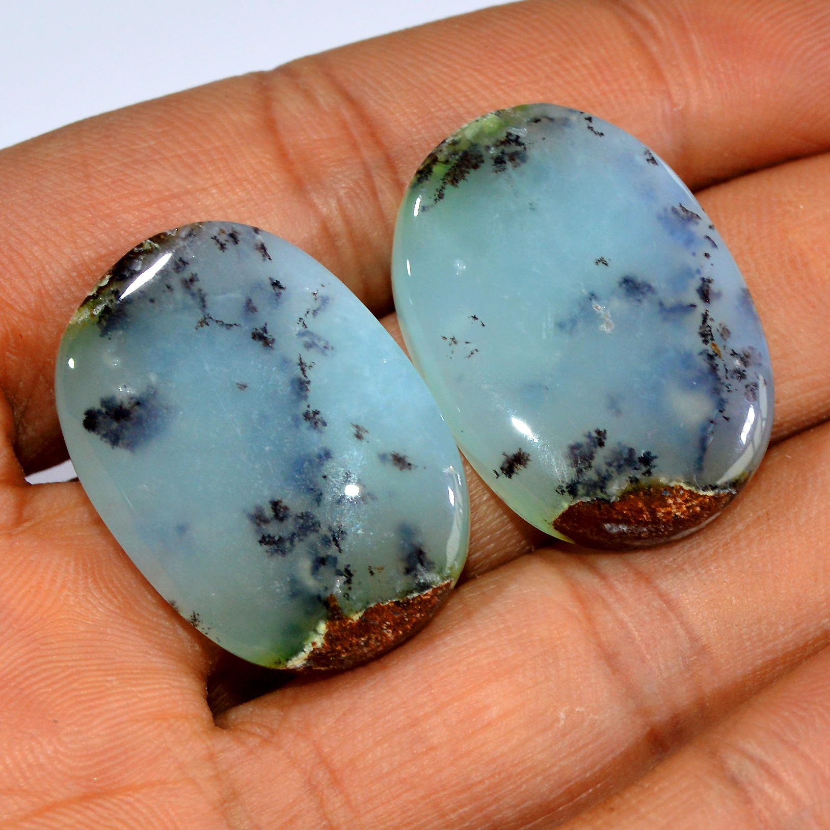 2Pcs 77Cts Natural Green Chrysoprase Cabochon Loose Mixed Shapes Gemstone Lot For Pendants Handmade Jewelry Supplies 30x20 30x20mm 15976