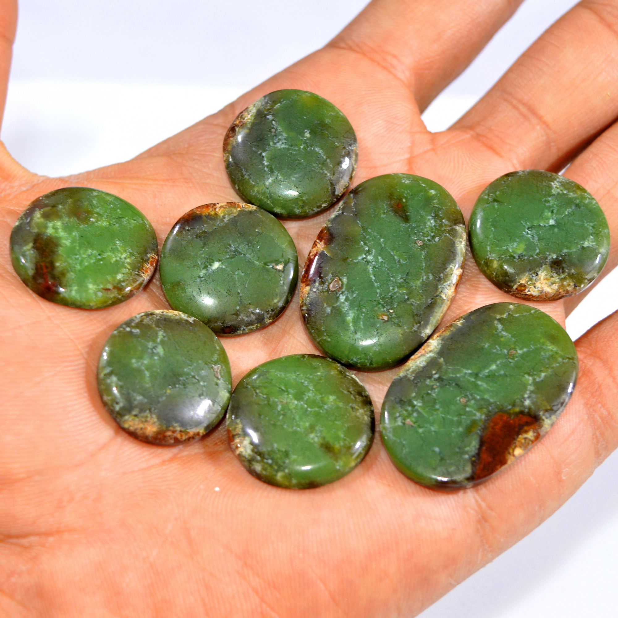 8Pcs 199Cts Natural Green Chrysoprase Cabochon Handmade Jewelry Making Wire Wrapping Pendant Loose Gemstone Lot 33x20 20x20mm 16017