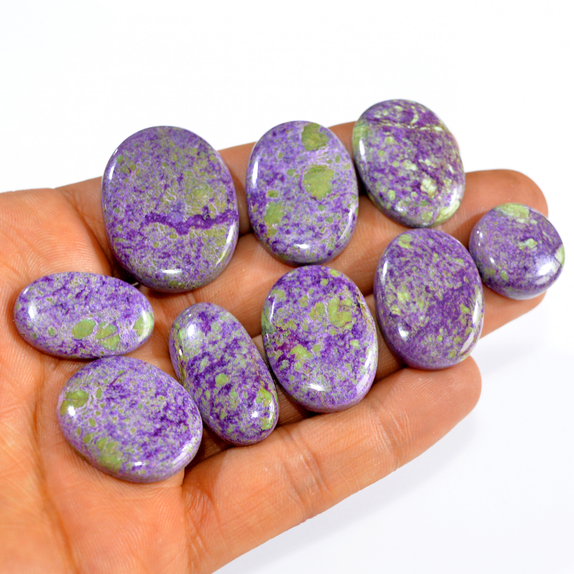 9Pcs 206Cts Natural Stichtite Cabochon lot Purple Crystal Mix Shape Serpentine Loose Gemstone Cabs for wire wrapping 31x23 17x17 mm16022