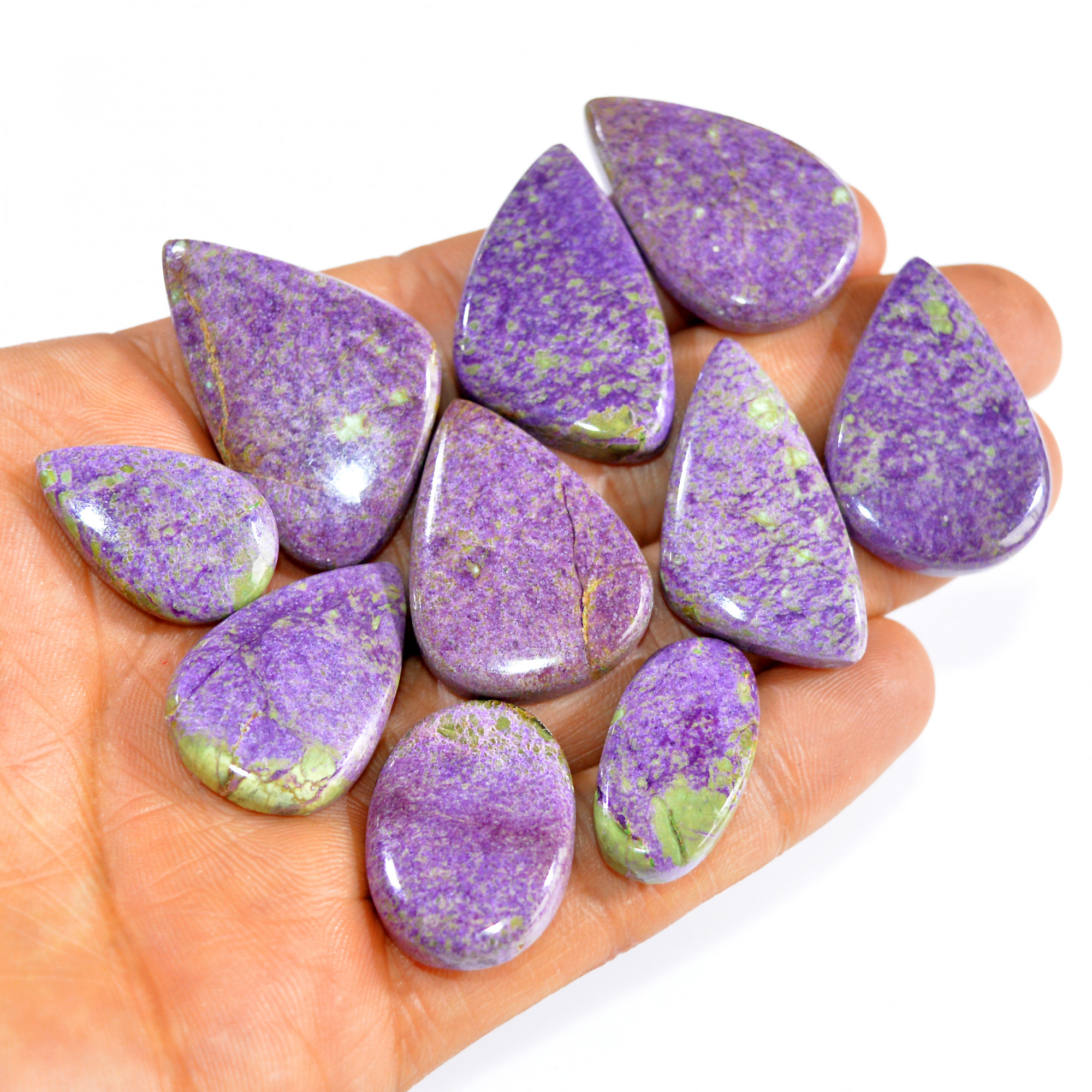10Pcs 214Cts Natural Stichtite Cabochon lot Purple Crystal Mix Shape Serpentine Loose Gemstone Cabs for wire wrapping 35x20 22x14mm16023