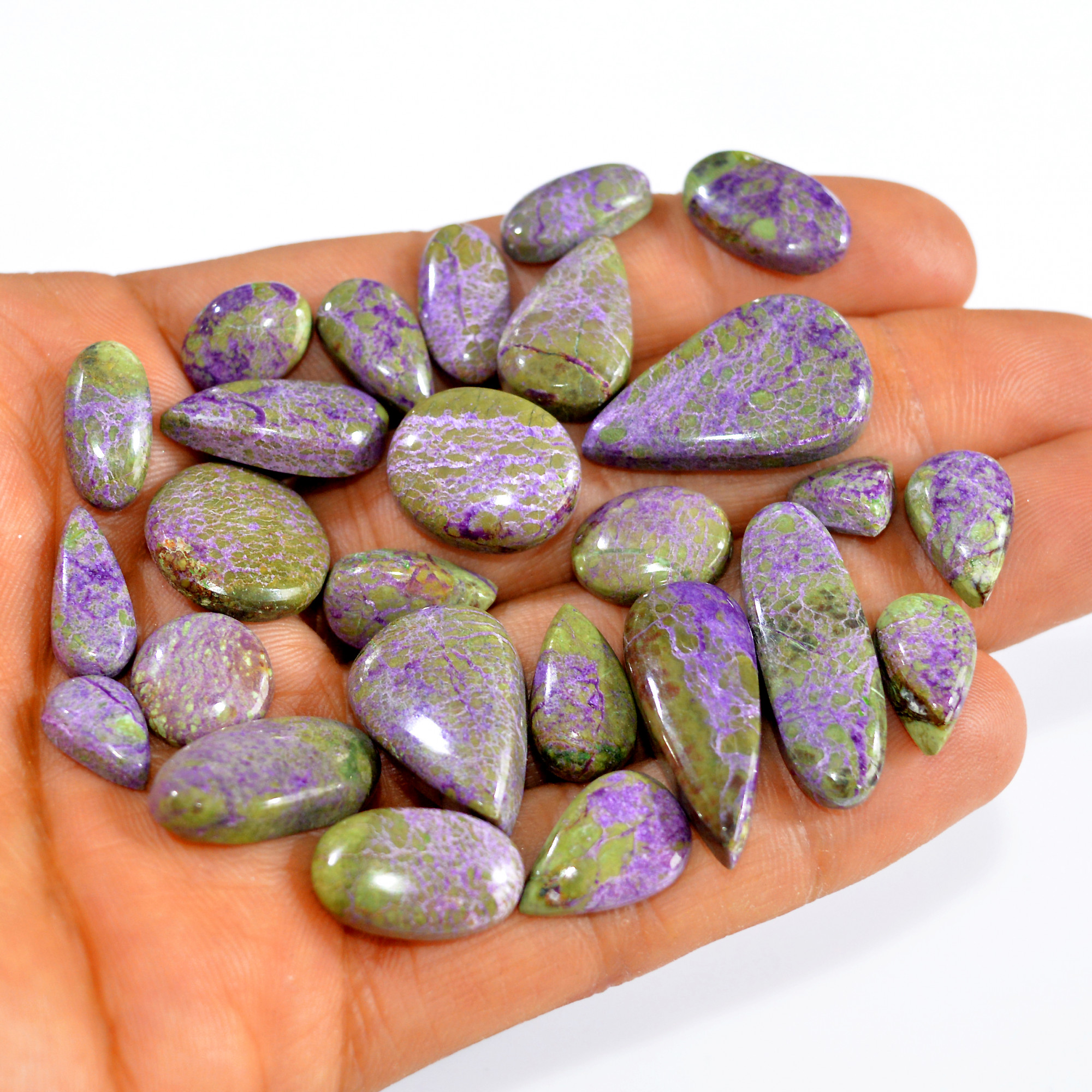 26Pcs 152Cts Natural Stichtite Cabochon lot Purple Crystal Mix Shape Serpentine Loose Gemstone Cabs for wire wrapping 25x14 10x5mm16030