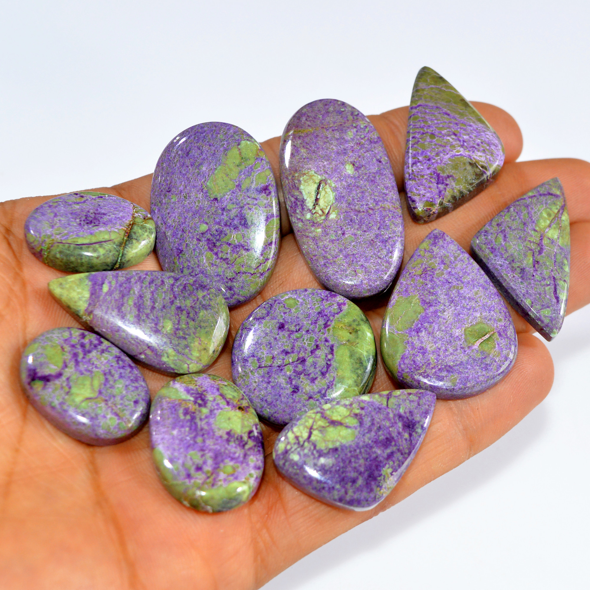 11Pcs 263Cts Natural Stichtite Cabochon lot Purple Crystal Mix Shape Serpentine Loose Gemstone Cabs for wire wrapping 40x19 12x7mm16031