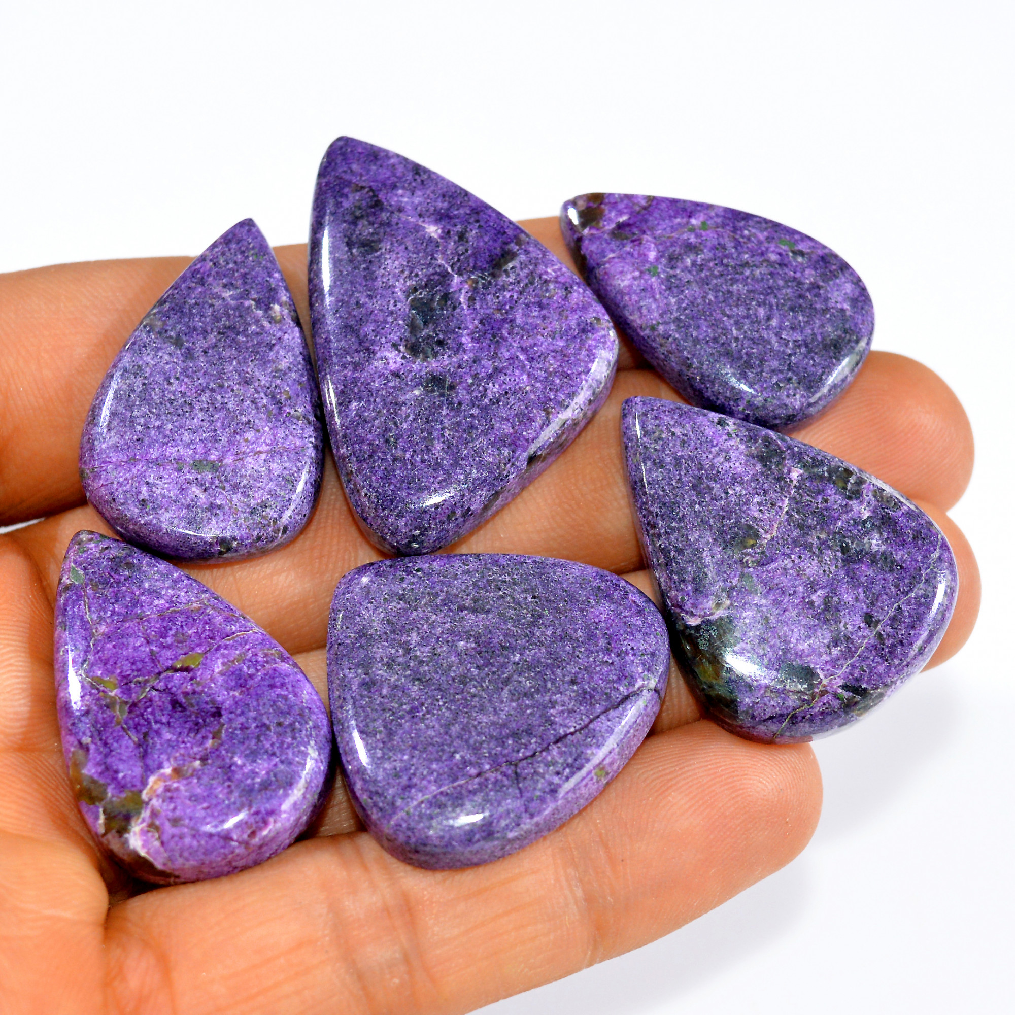 6Pcs 192Cts Natural Stichtite Cabochon lot Purple Crystal Mix Shape Serpentine Loose Gemstone Cabs for wire wrapping 38x24 28x17mm16034