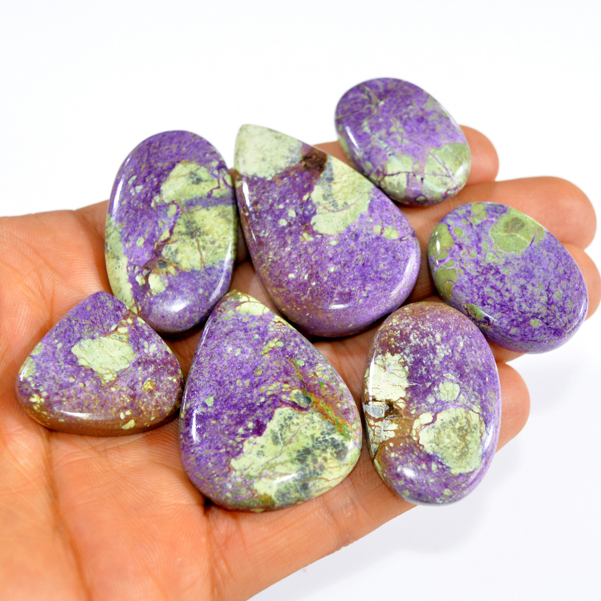 7Pcs 266Cts Natural Purple Stichtite Cabochon Loose Gemstone Lot Craft supplies for Silver Jewelry And Crystal Healing 45x25 29x20mm16036