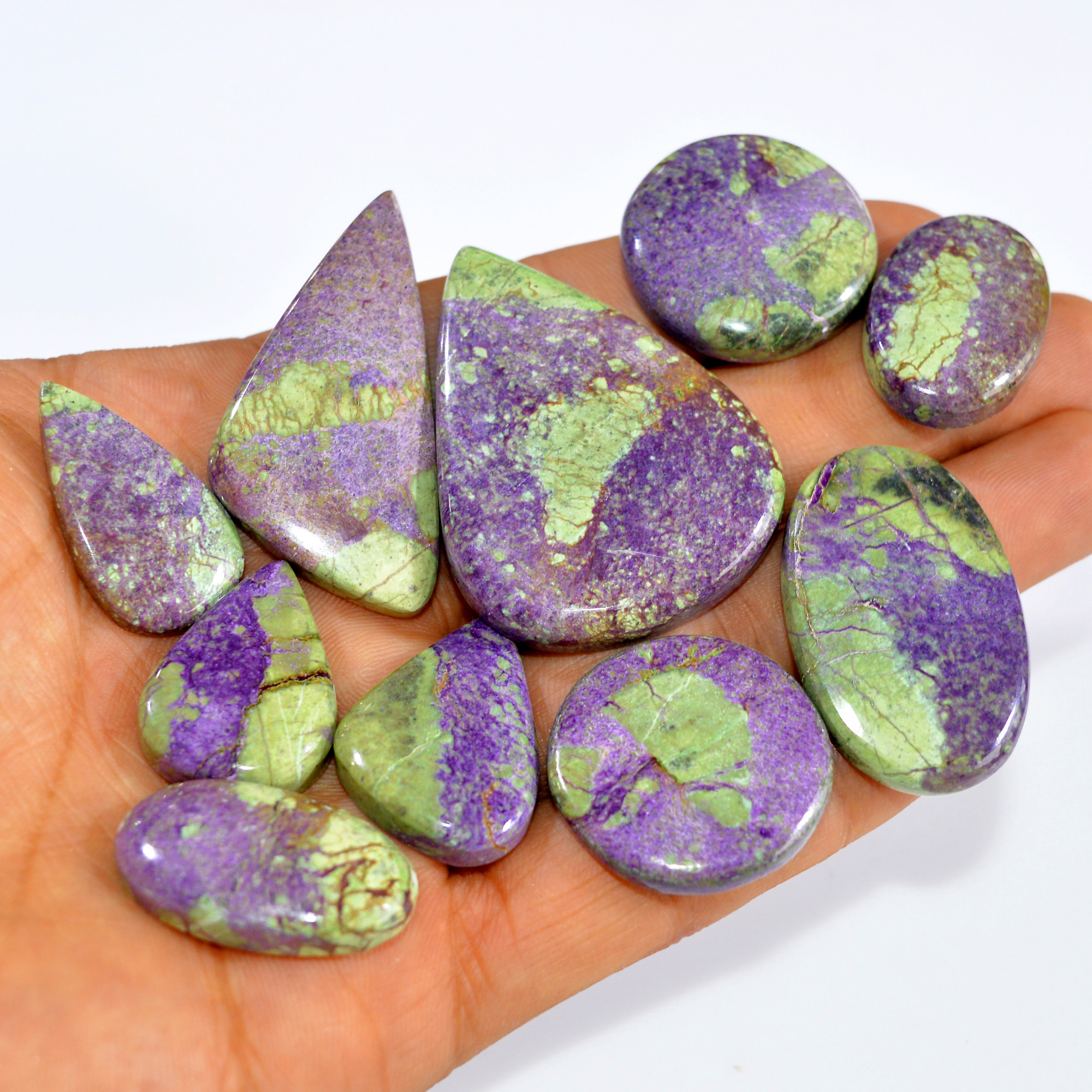 10Pcs 277Cts Natural Purple Stichtite Cabochon Loose Gemstone Lot Craft supplies for Silver Jewelry And Crystal Healing 45x32 25x14mm16037